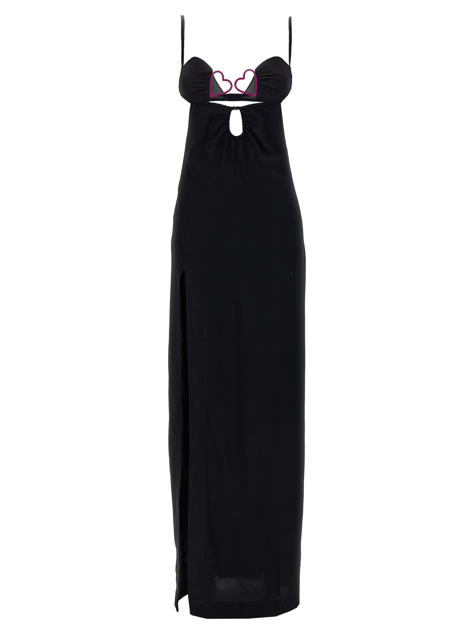 Shop Nensi Dojaka Heart Bra Long Dress In Black