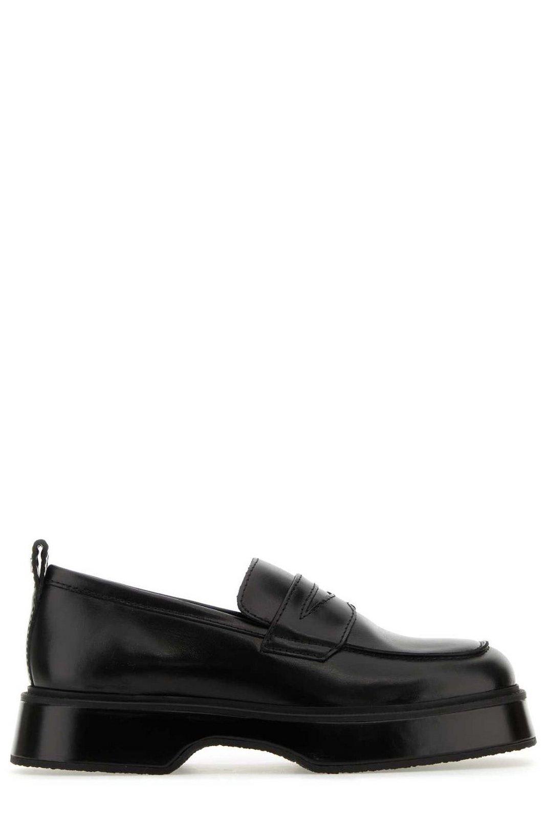 Shop Ami Alexandre Mattiussi Squared-toe Loafers Flat Shoes In Black