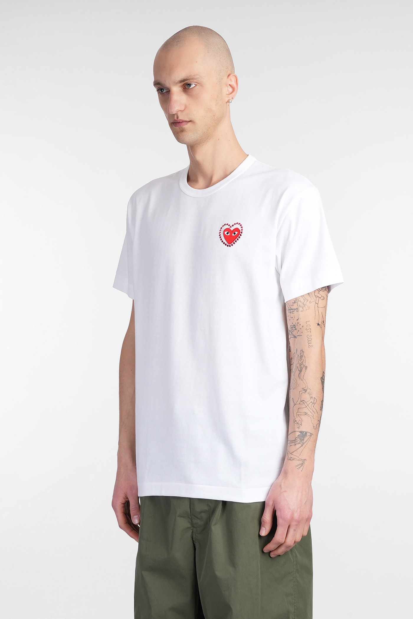 Comme Des Garçons Play T-shirt In White Cotton In White