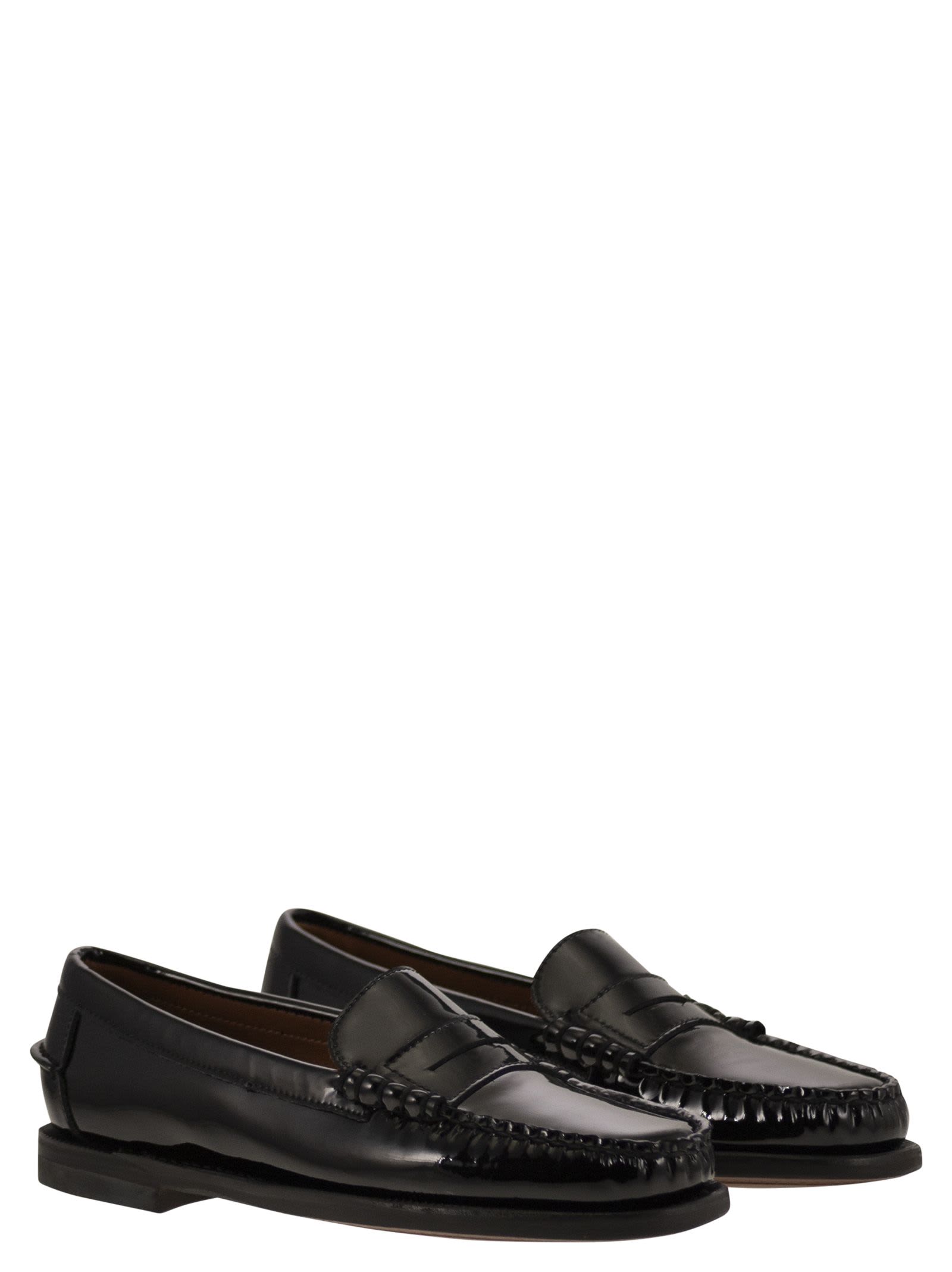 Shop Sebago Classic Dan - Smooth Leather Moccasin In Black