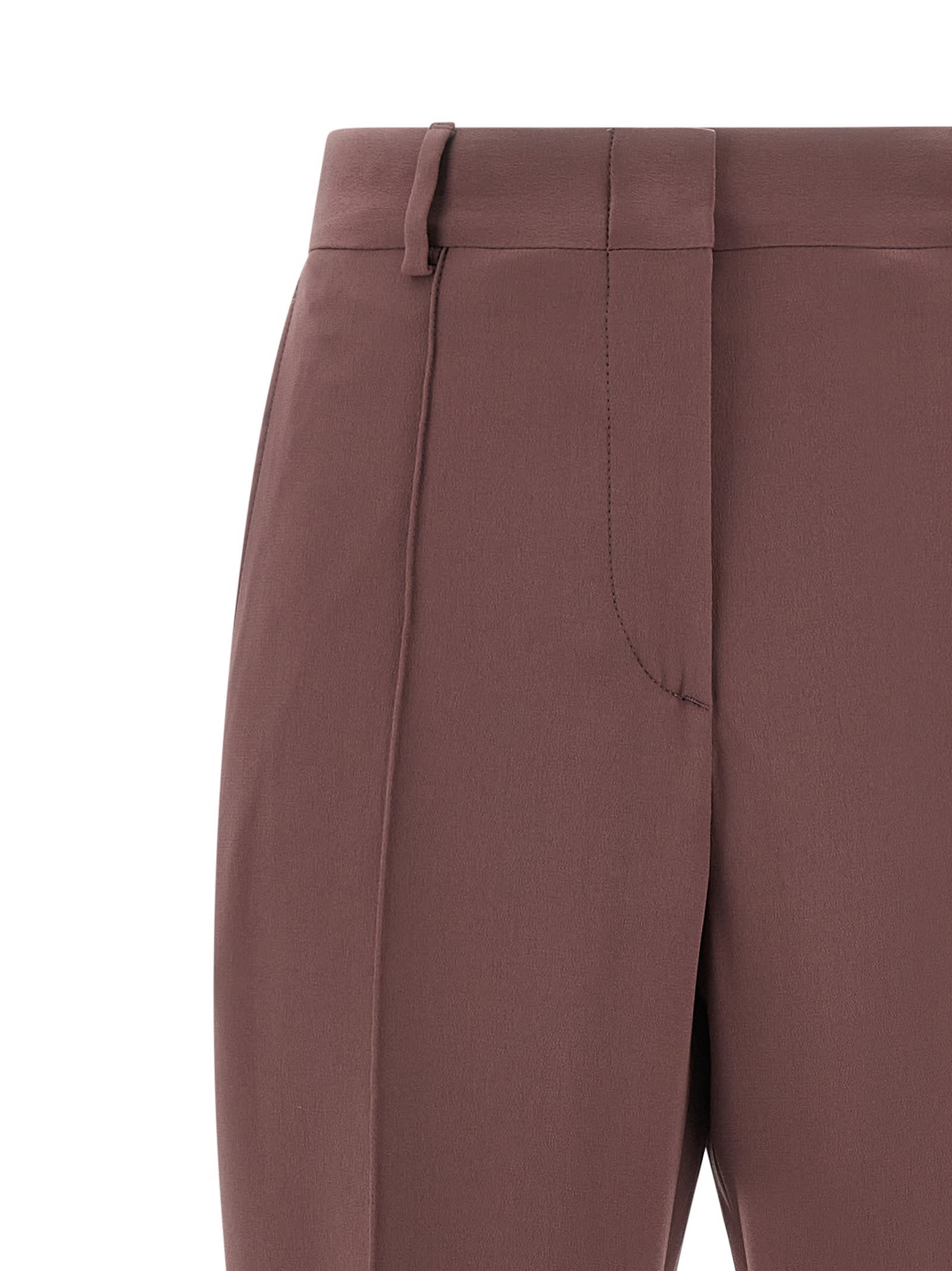 Brioni Pink Silk Pants In Brown