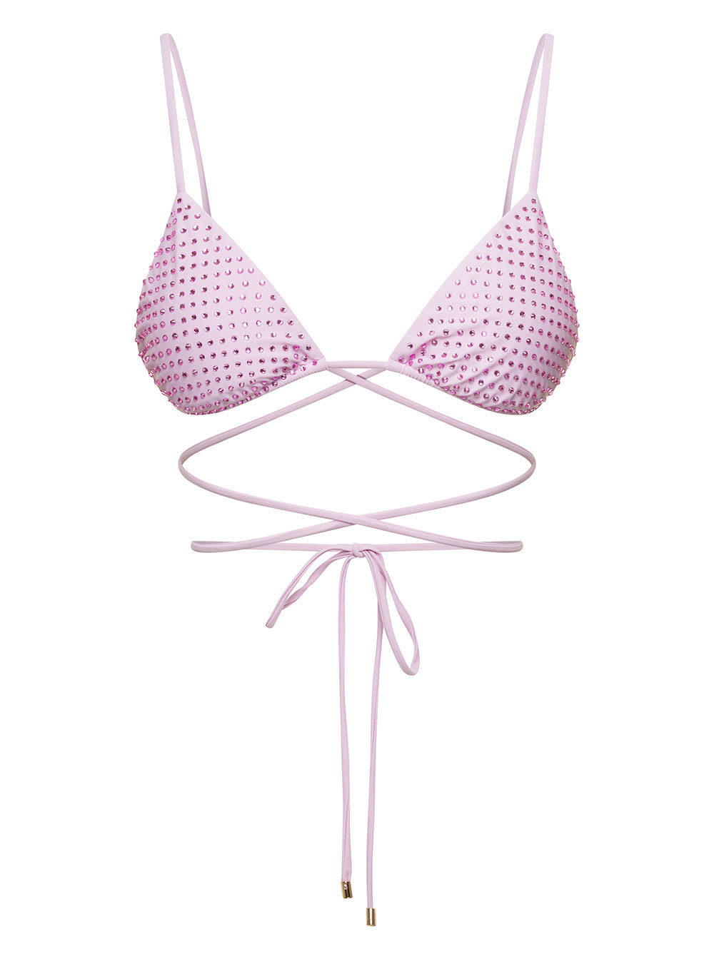 SELF-PORTRAIT TRIANGLE BIKINI TOP WITH ALL-OVER CRYSTAL EMBELLISHEMENT IN LILAC POLYAMMIDE WOMAN