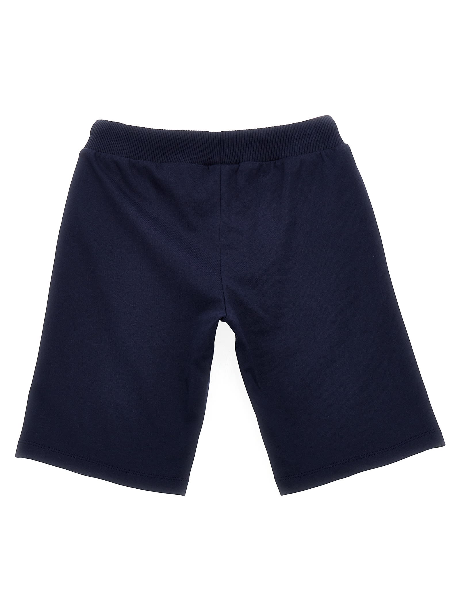 Shop Moschino Logo Print Bermuda Shorts In Blue
