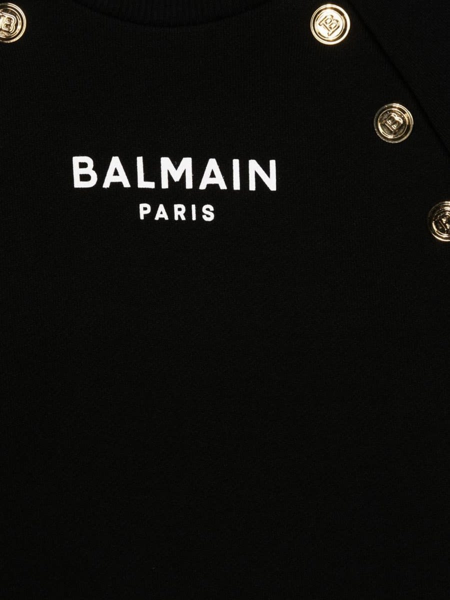 Shop Balmain Gold Buttons Dress In Black