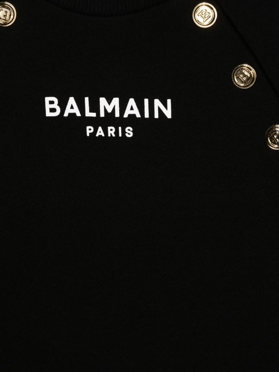 Balmain Teen Logo-print Long-sleeve Sweatshirt Dress In Black