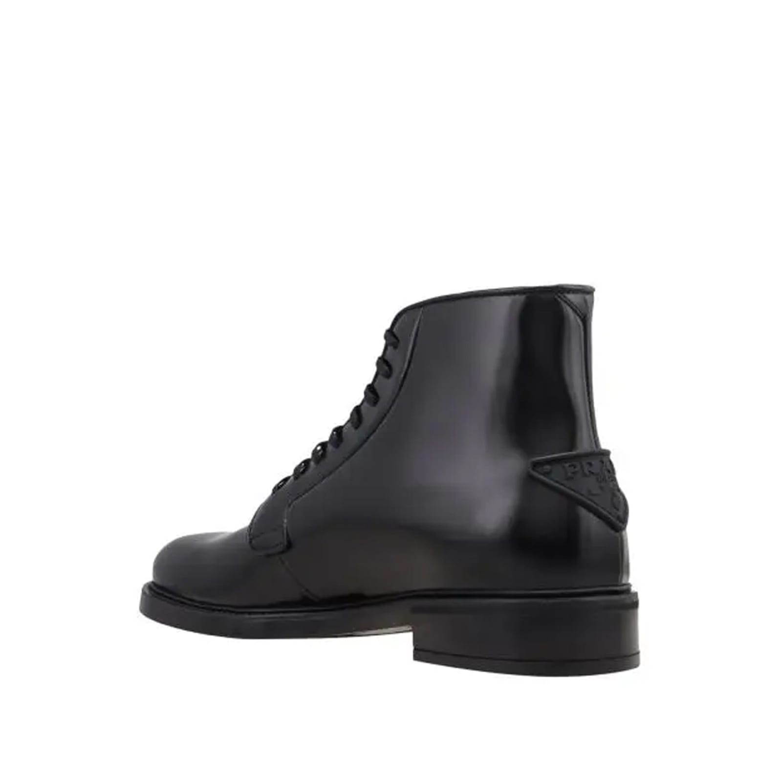 Prada Leather Lace-up Boots In Black