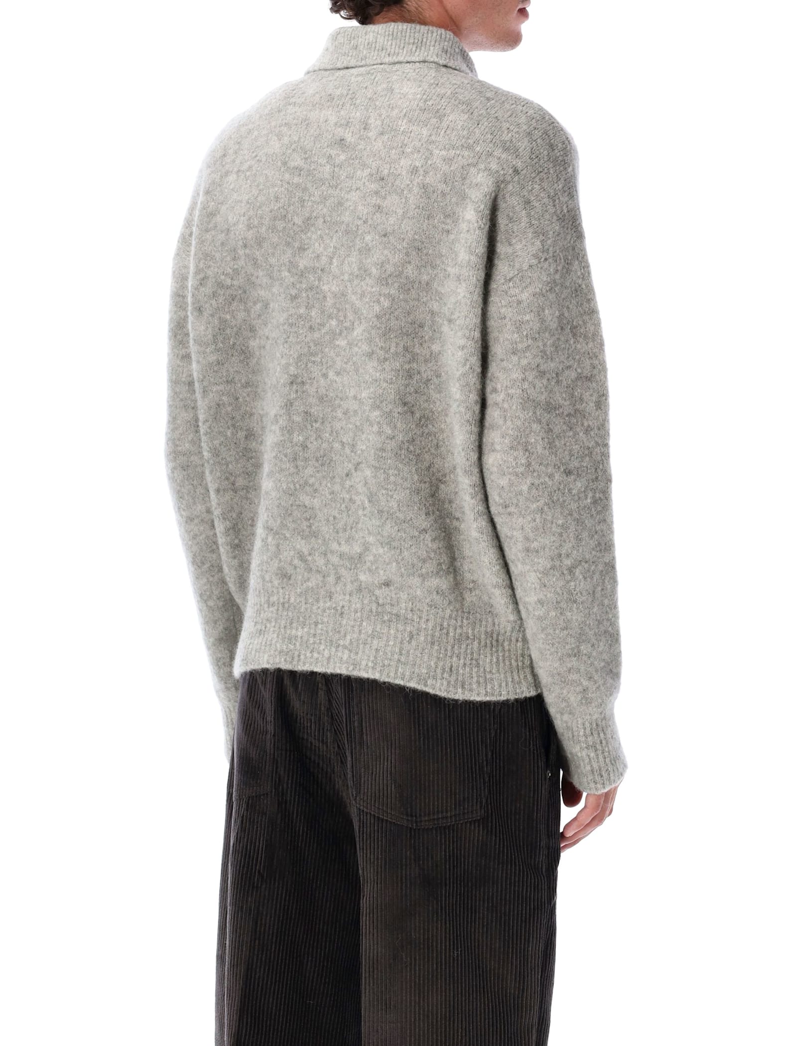 Ami Alexandre Mattiussi Grey Wool And Alpaca Polo Sweater Ami Paris In Gray