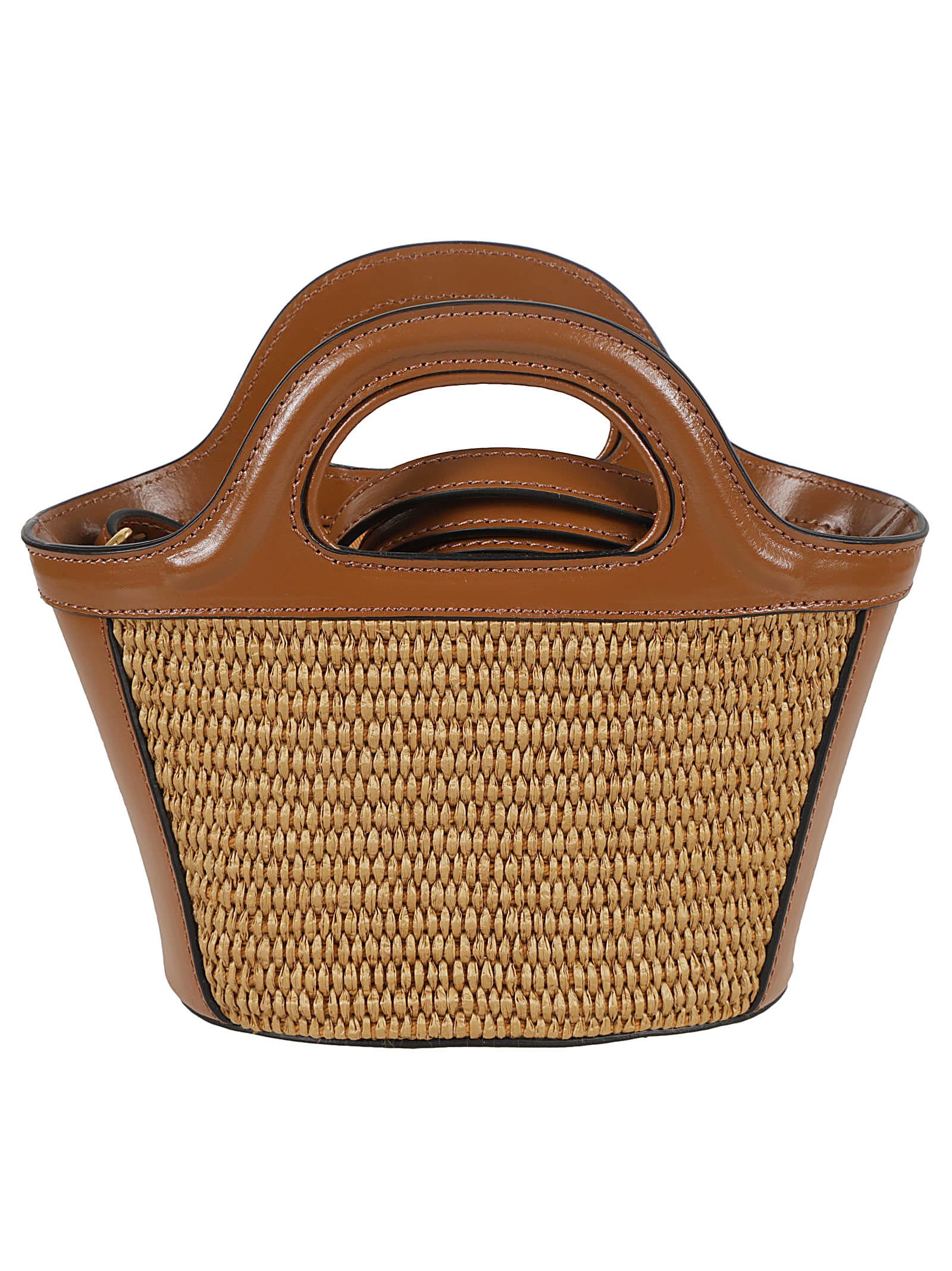 Shop Marni Tropicalia Micro Tote In Raw Sienna