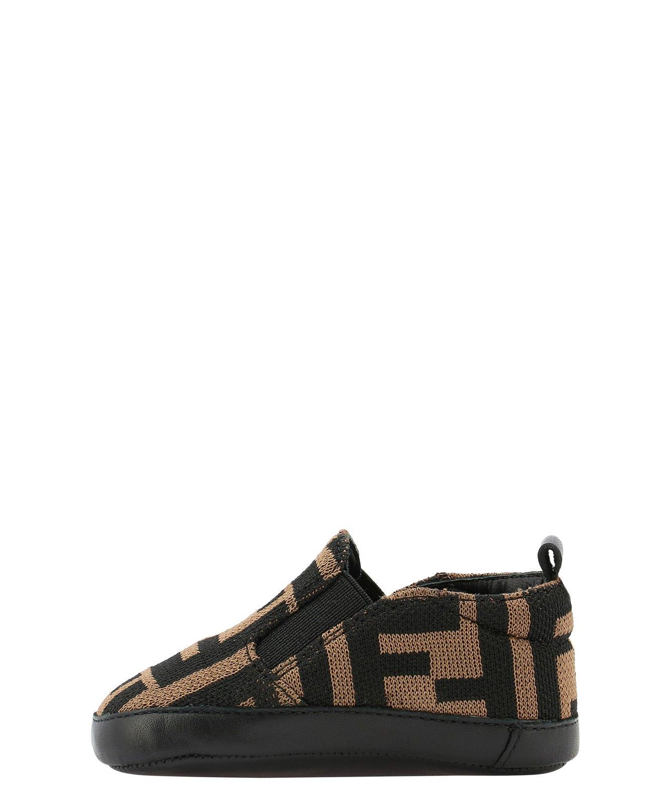 Fendi Ff Motif Slip-on Sneakers In Brown