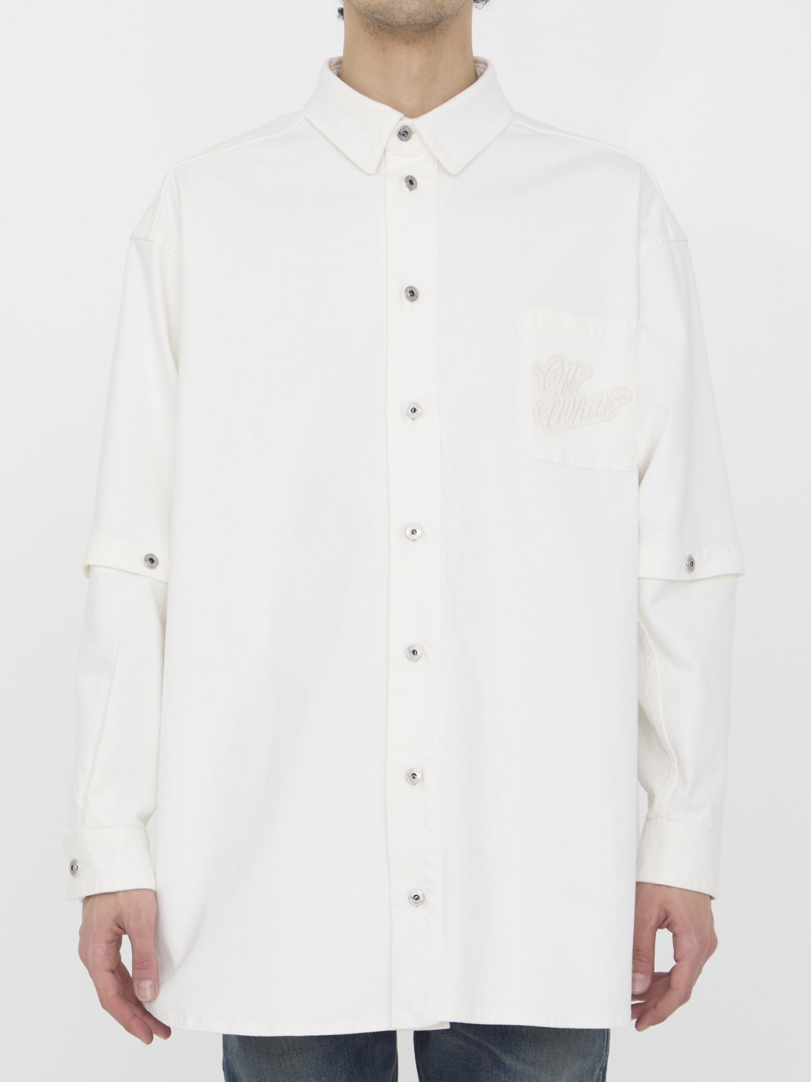 Shop Off-white 90s Logo Overshirt In White