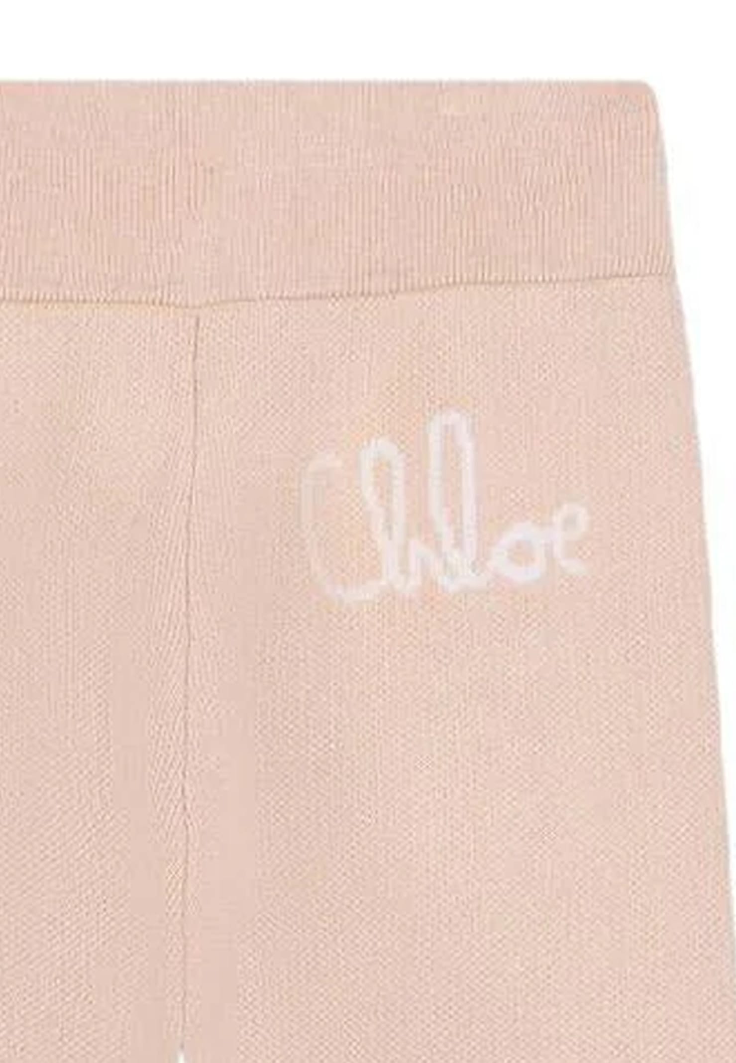 Chloé Beige Trousers For Girl With Logo In Multi