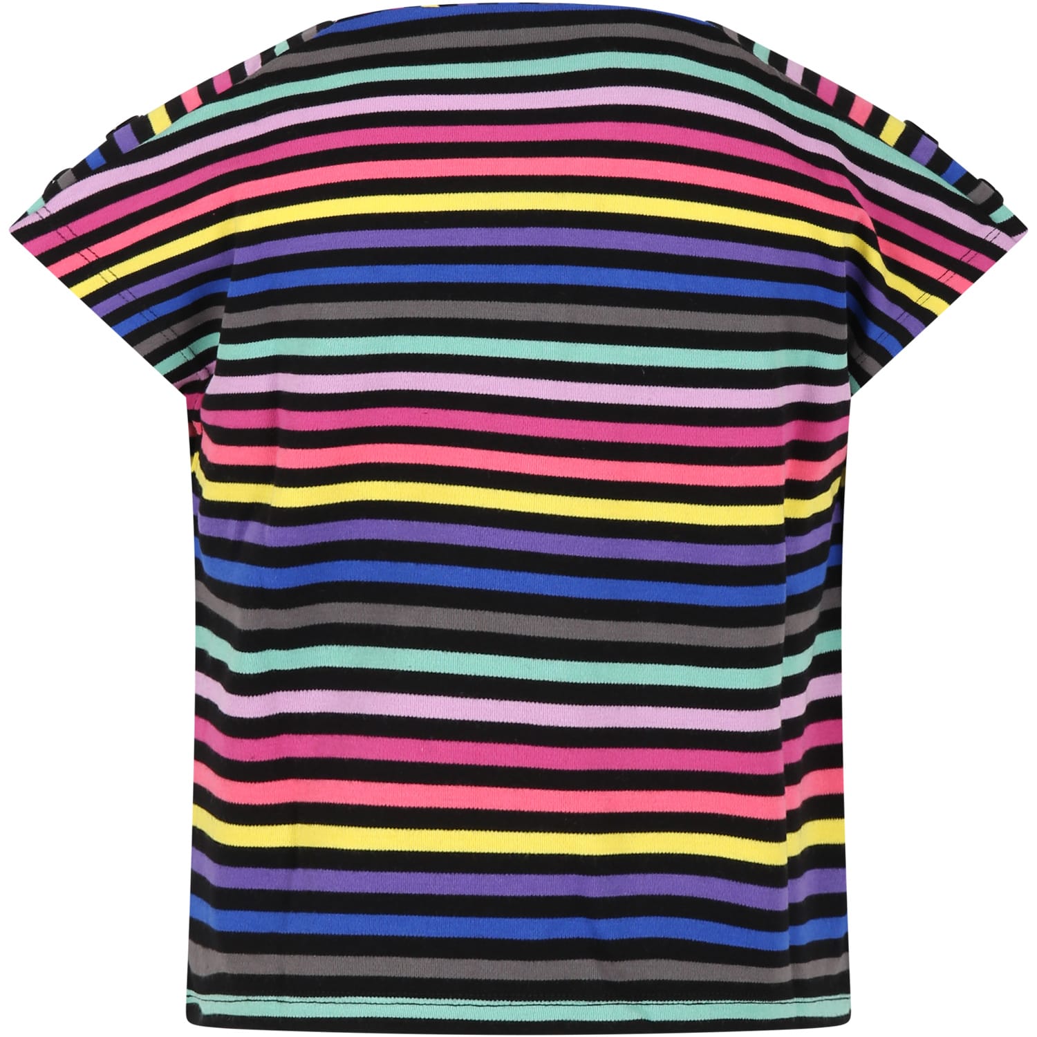 Shop Rykiel Enfant Multicolor T-shirt For Girl With Embroided Logo