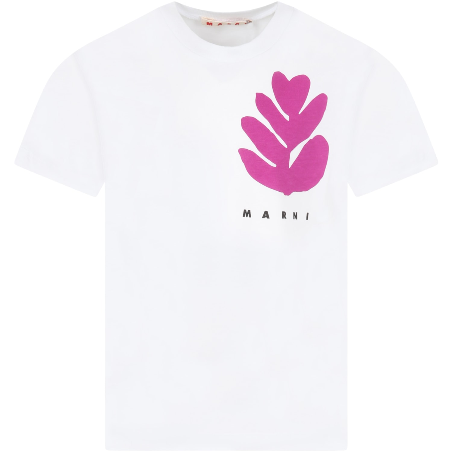 Marni WHITE T-SHIRT FOR GIRL WITH LOGO
