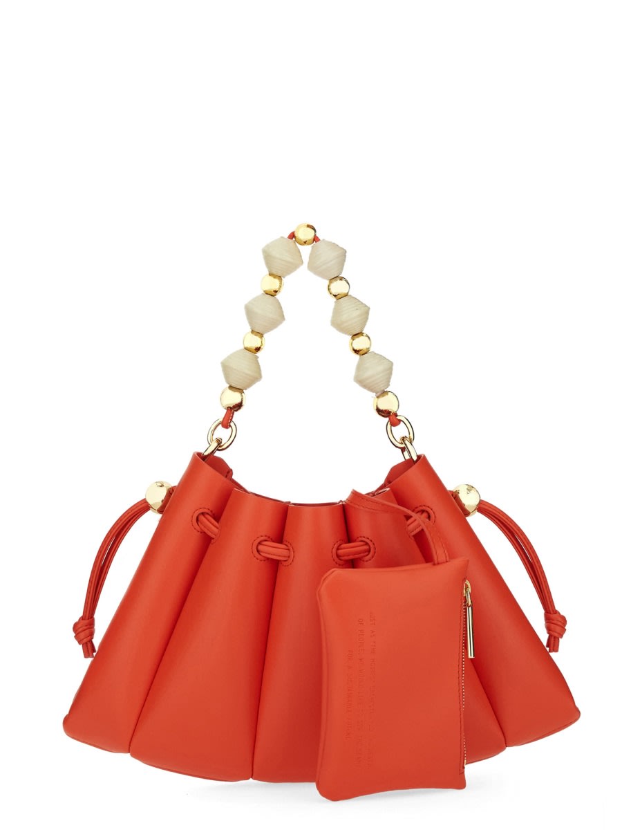 Themoirè Pleated Beaded Handle Shoulder Bag