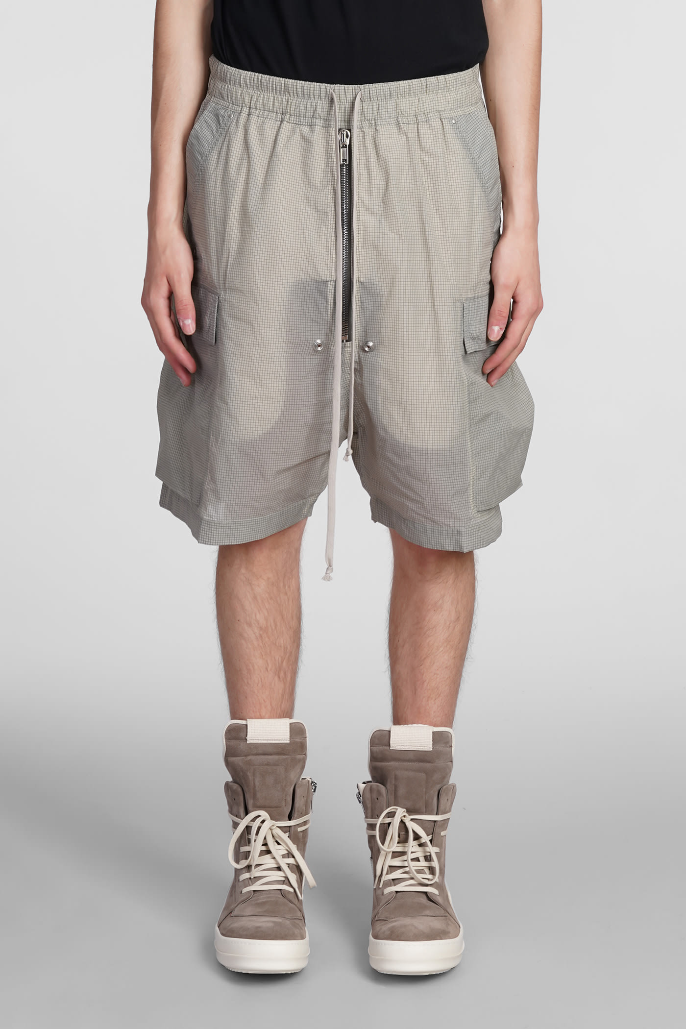 Rick Owens Zippered Bermuda Shorts In Beige
