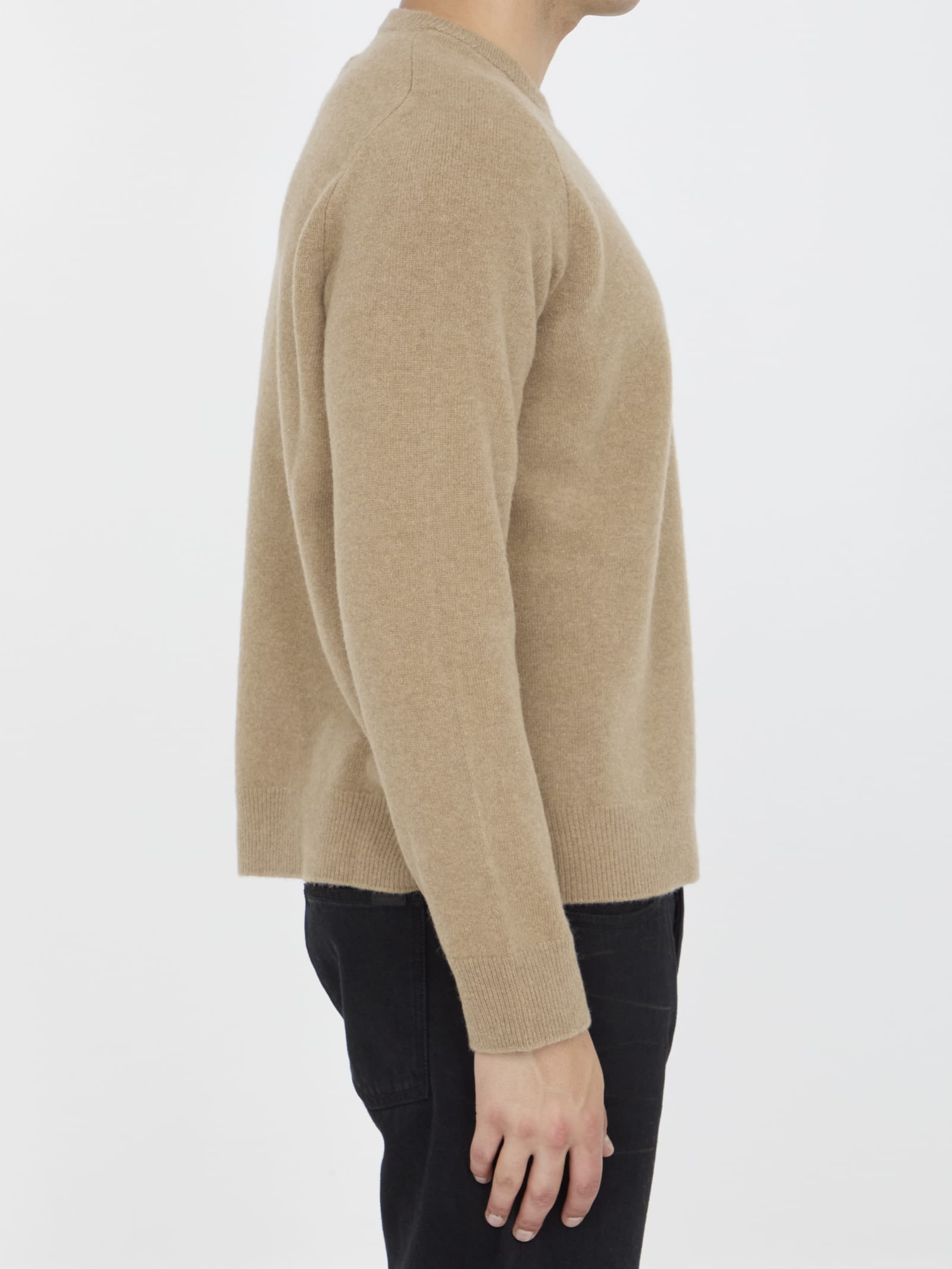 Shop Maison Margiela Wool Jumper In Beige