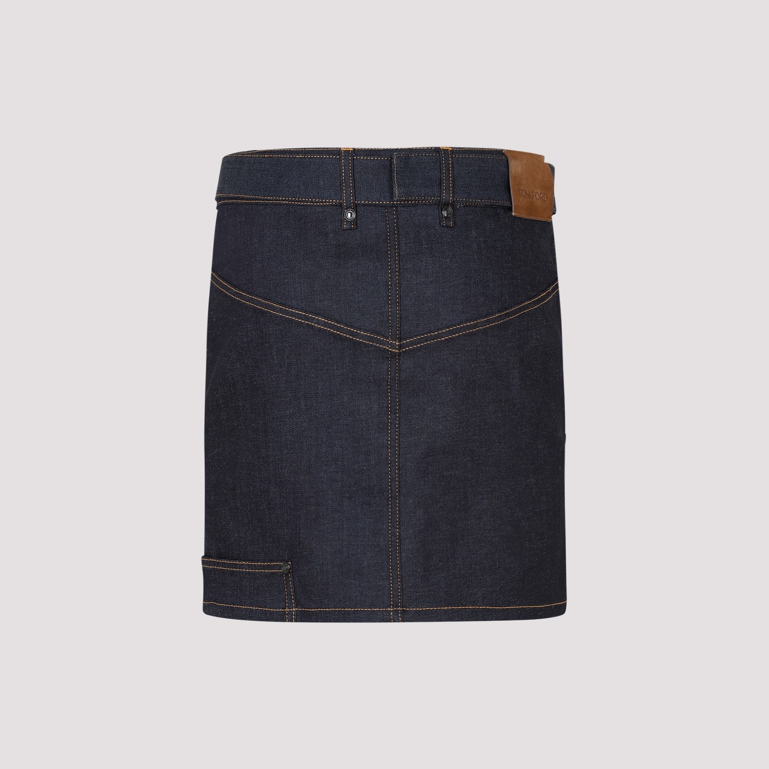 Shop Tom Ford Denim Skirt In Dark Indigo