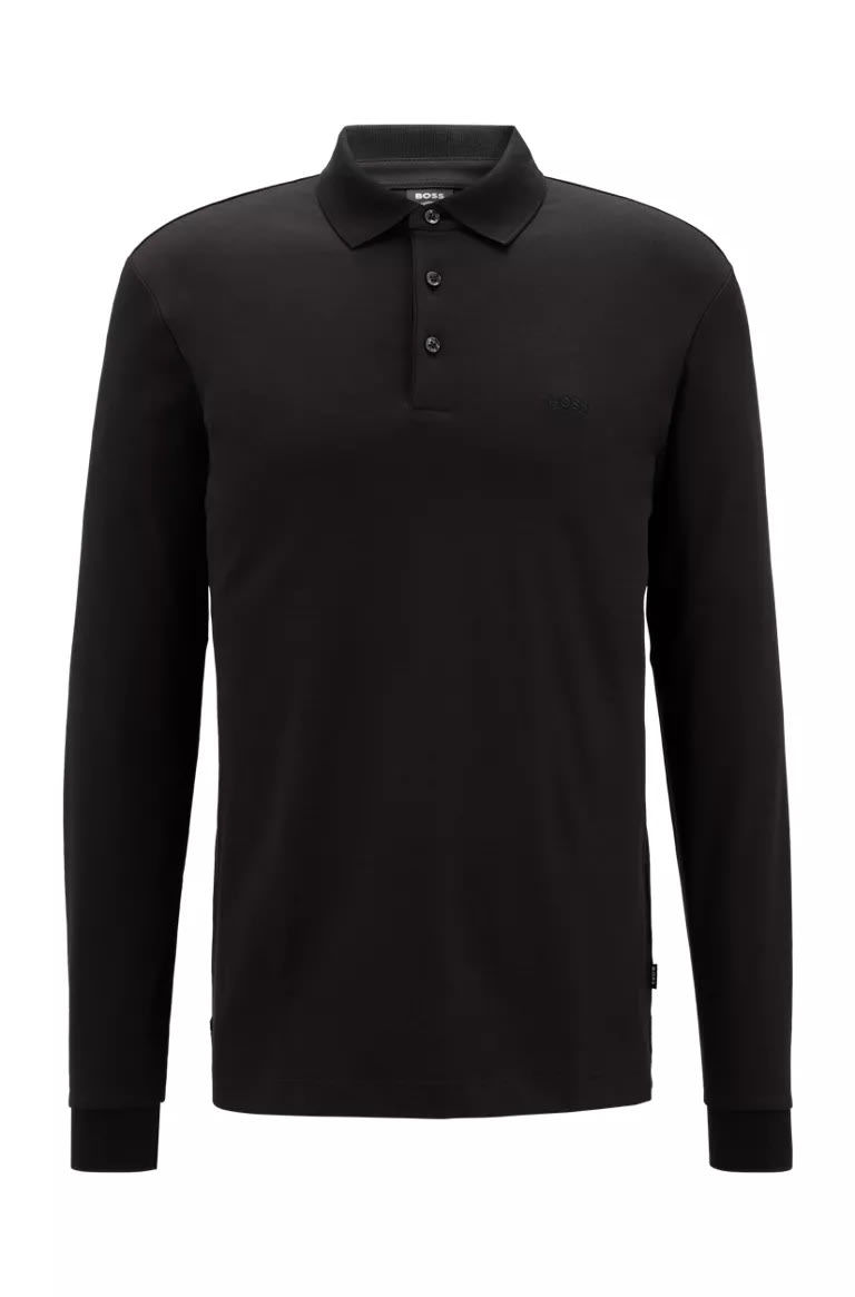Hugo Boss Polo Shirt In Organic Cotton With Embroidered Logo In Black