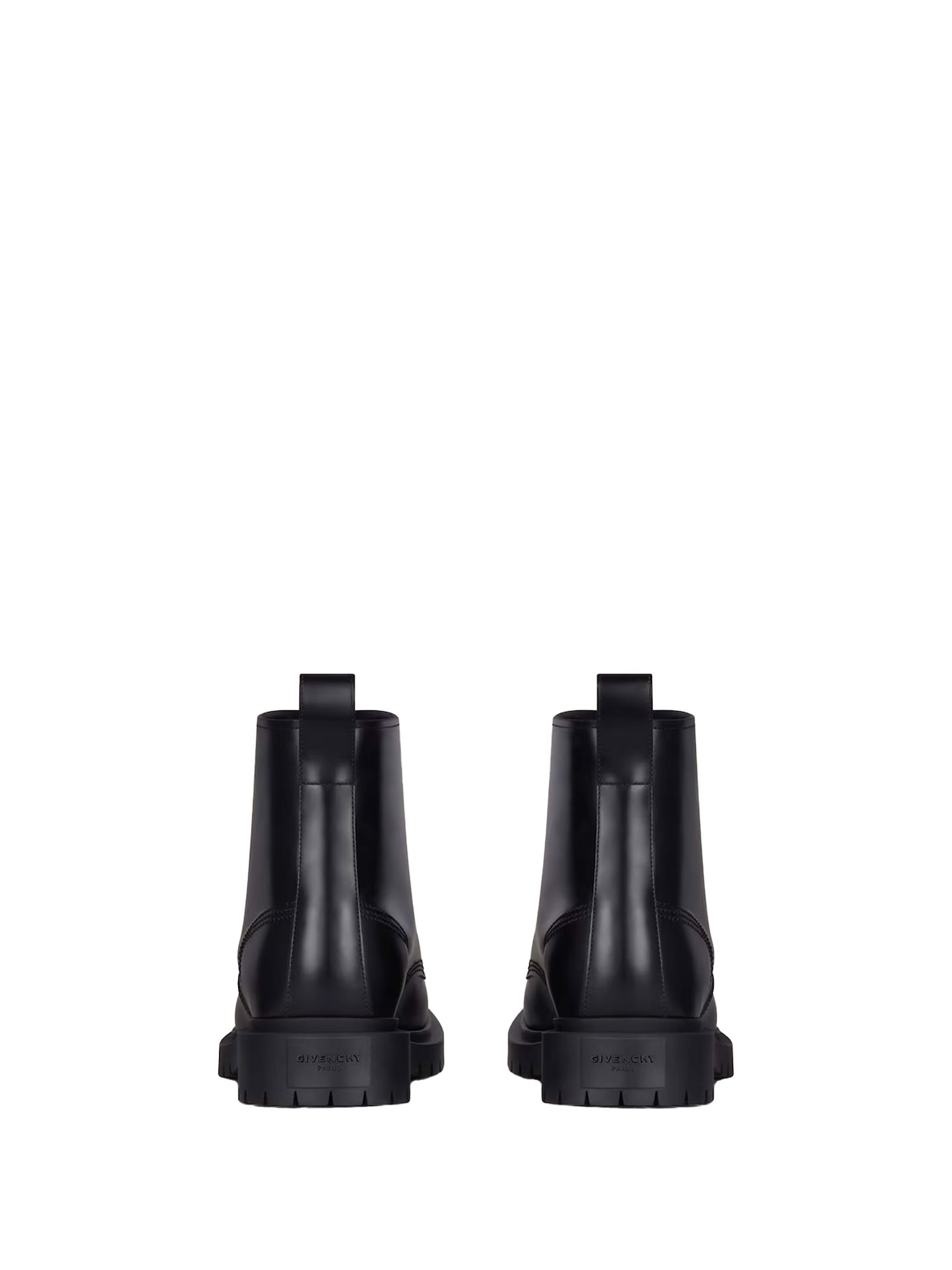 Givenchy Chunky Sole Leather Ankle Boots With Pull Tab In Black