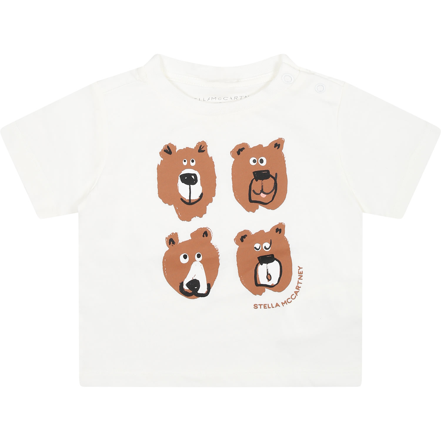 Stella Mccartney Ivory T-shirt For Baby Girl With Bears