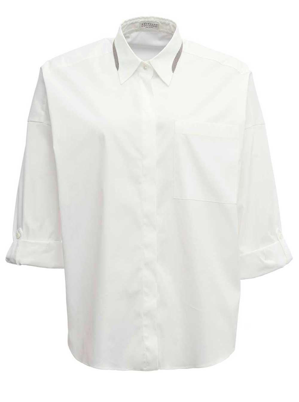 Brunello Cucinelli White Oversize Cotton Poplin Shirt