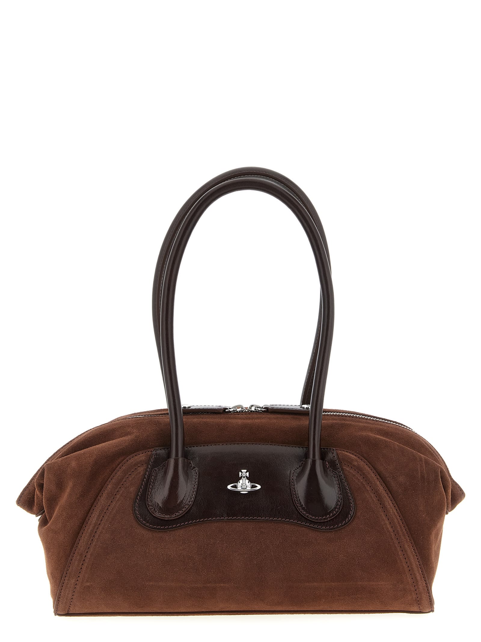 Vivienne Westwood Mens Aw25-chocolate Brown Shirley Small Suede Holdall In Brown