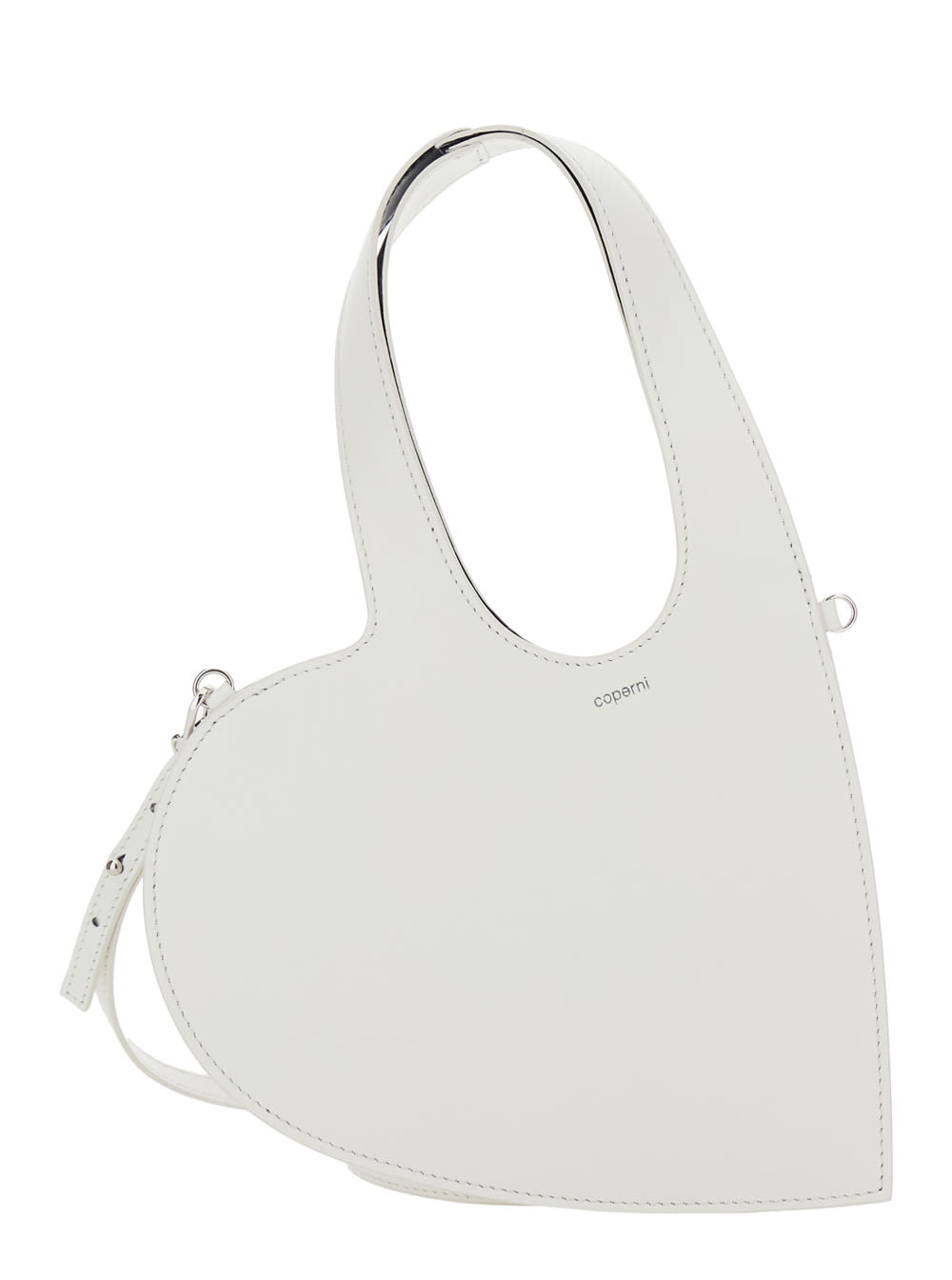 COPERNI BABY HEART WHITE HEART SHAPED CROSSBODY BAG WITH ADJUSTABLE AND REMOVABLE SHOULDER STRAP IN LEATHER
