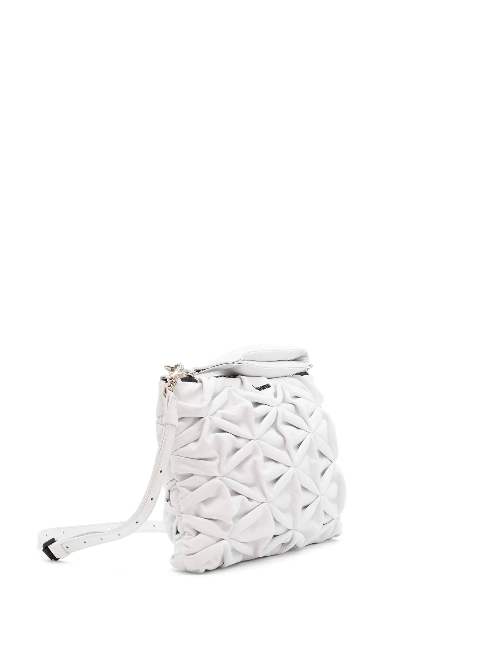 Shop Vic Matie White Leather Bag With Shoulder Strap