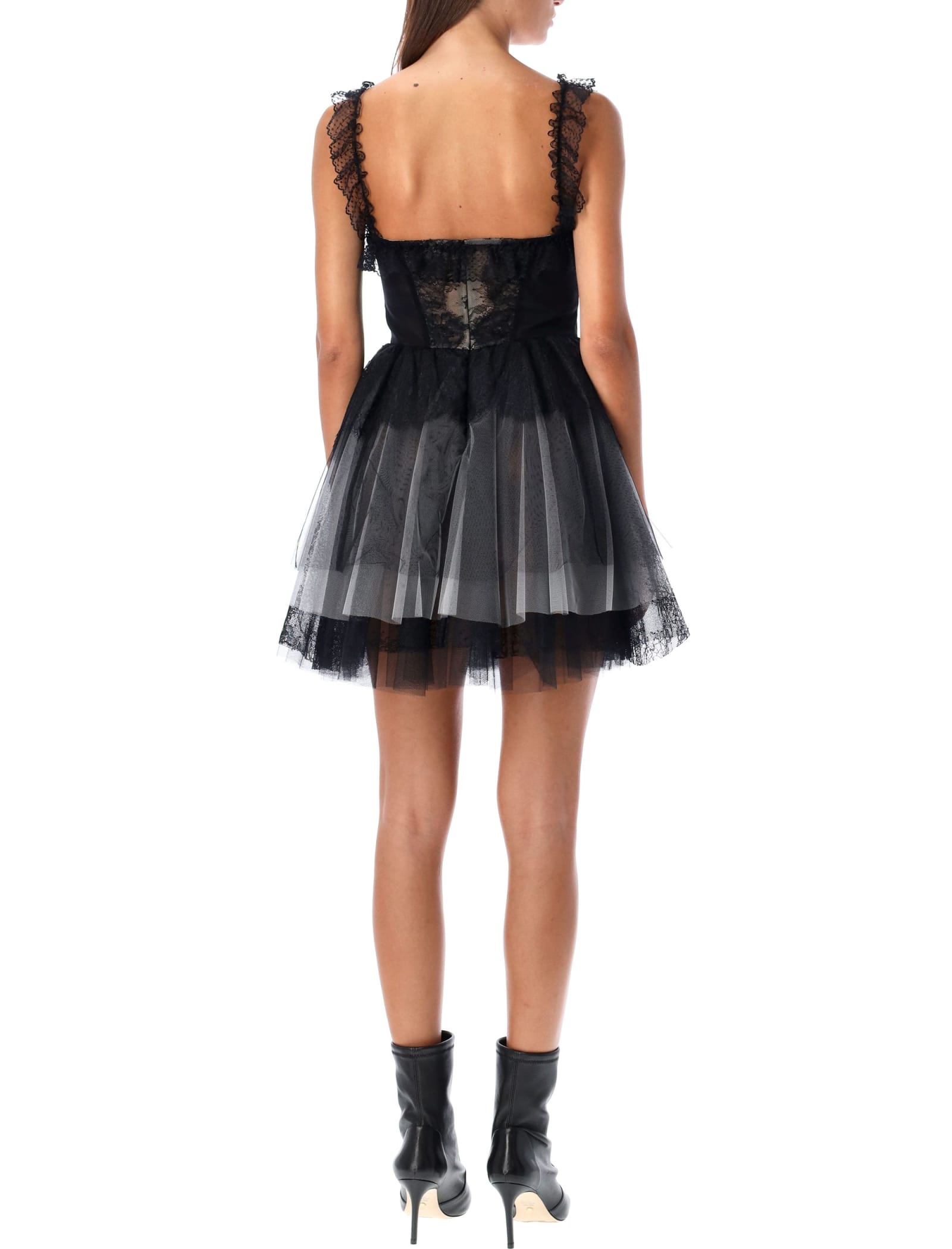 Shop Philosophy Di Lorenzo Serafini Lace And Tulle Minidress In Black