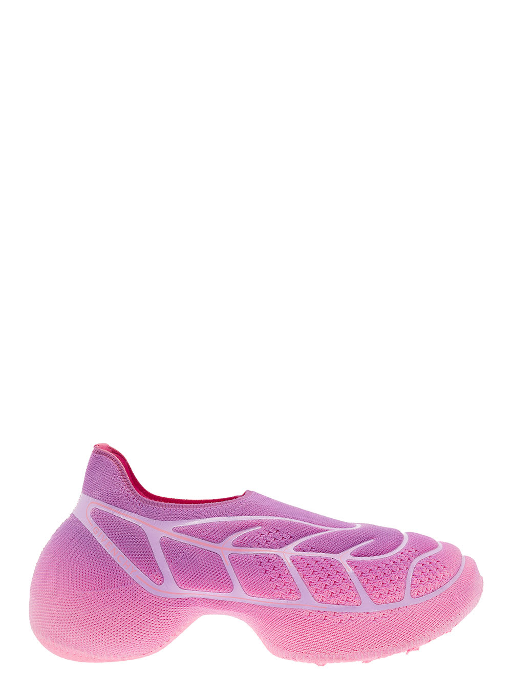 Shop Givenchy Tk 360+ Pink Low-top Sneakers With Raised Graphic Grid And Contrasting Lines In Tech Mesh Woman