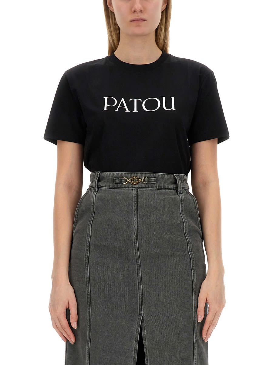 Shop Patou T-shirt Con Stampa Logo In Black