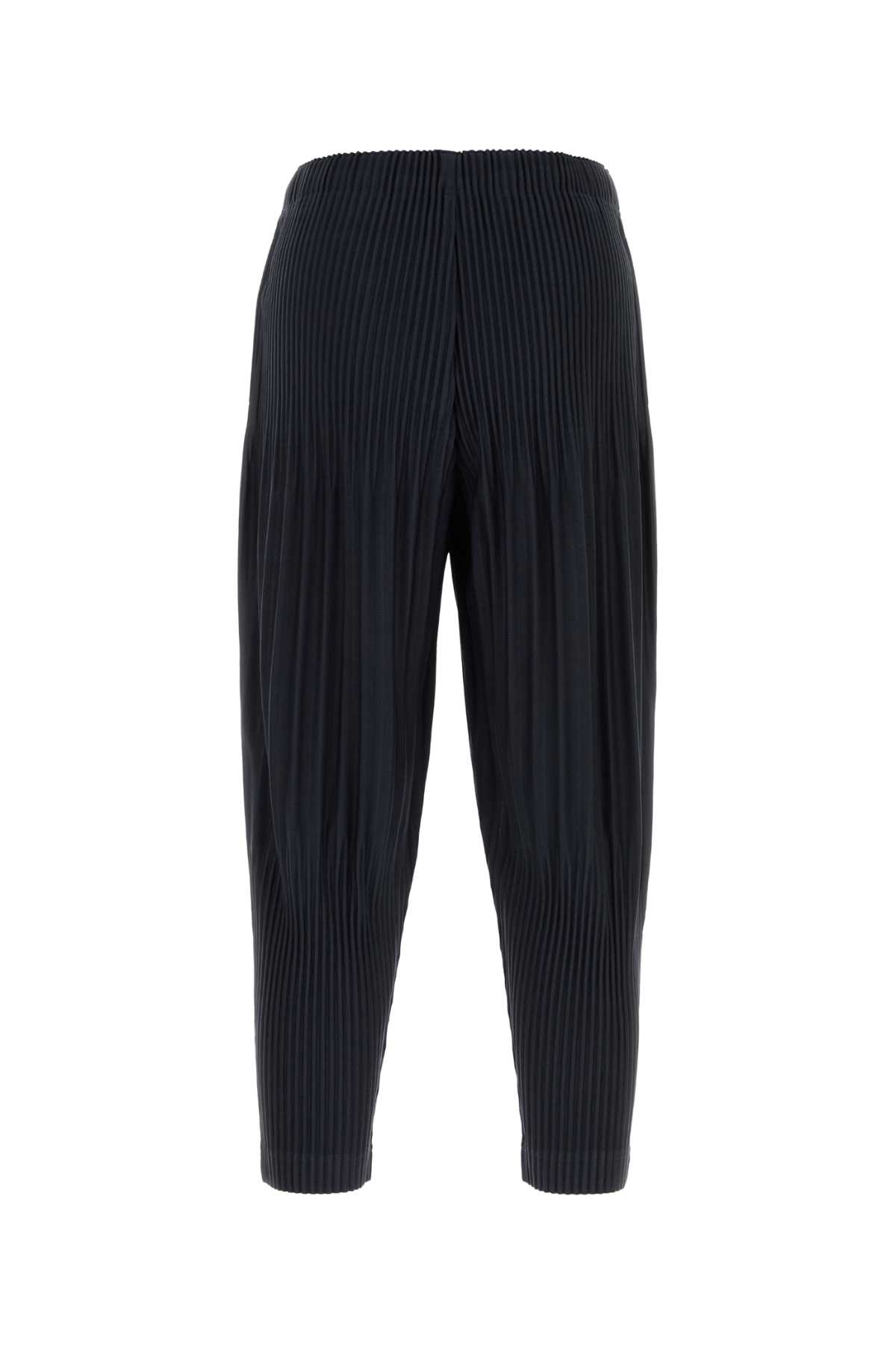 Issey Miyake Cropped Pleated Jogger Pants With Textured Finish In Blue