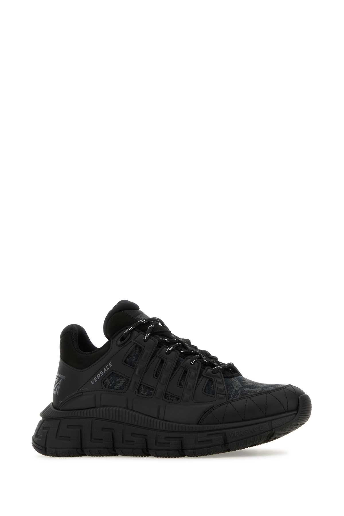 Shop Versace Black Trigreca Baroque Sneakers In Blackanthracite