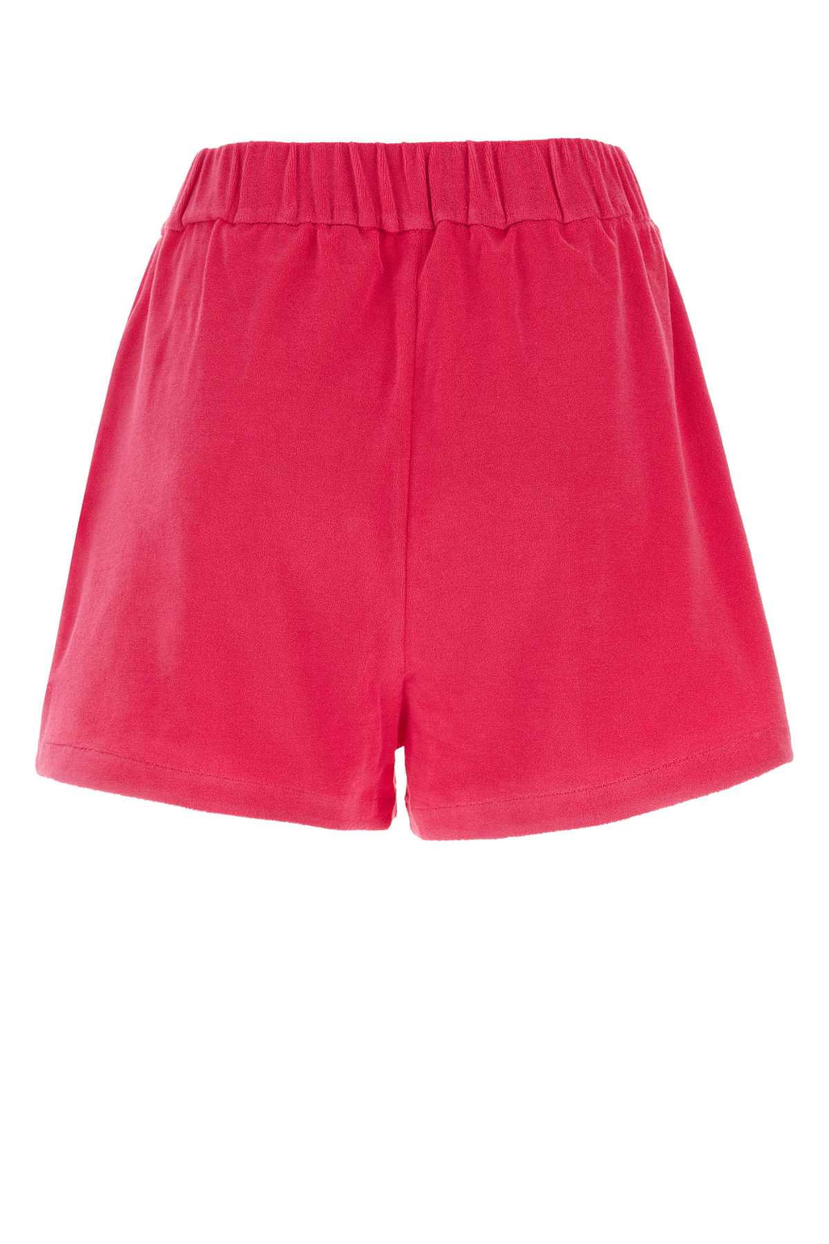 Shop Moncler Fuchsia Chenille Shorts In Red