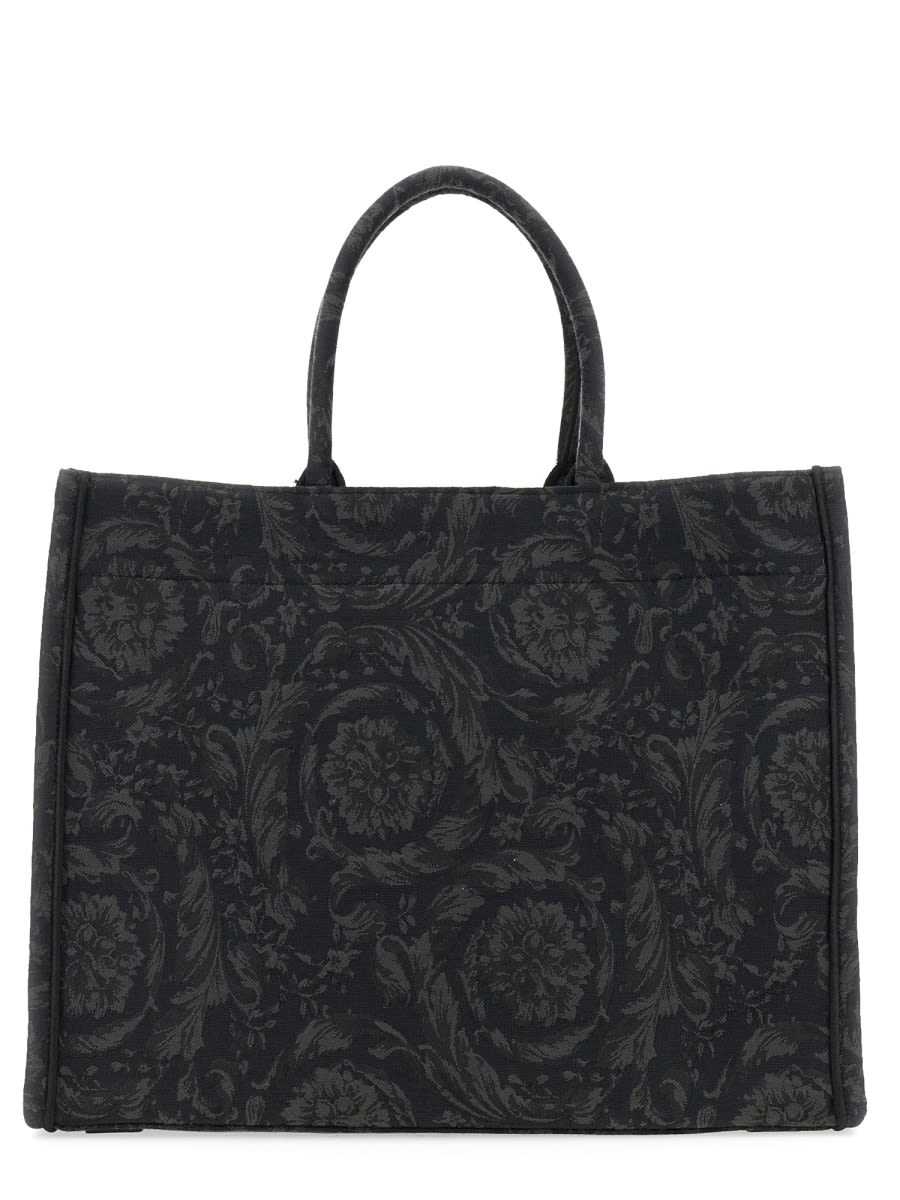 Shop Versace Large Shopper Bag Athena Baroque In Black