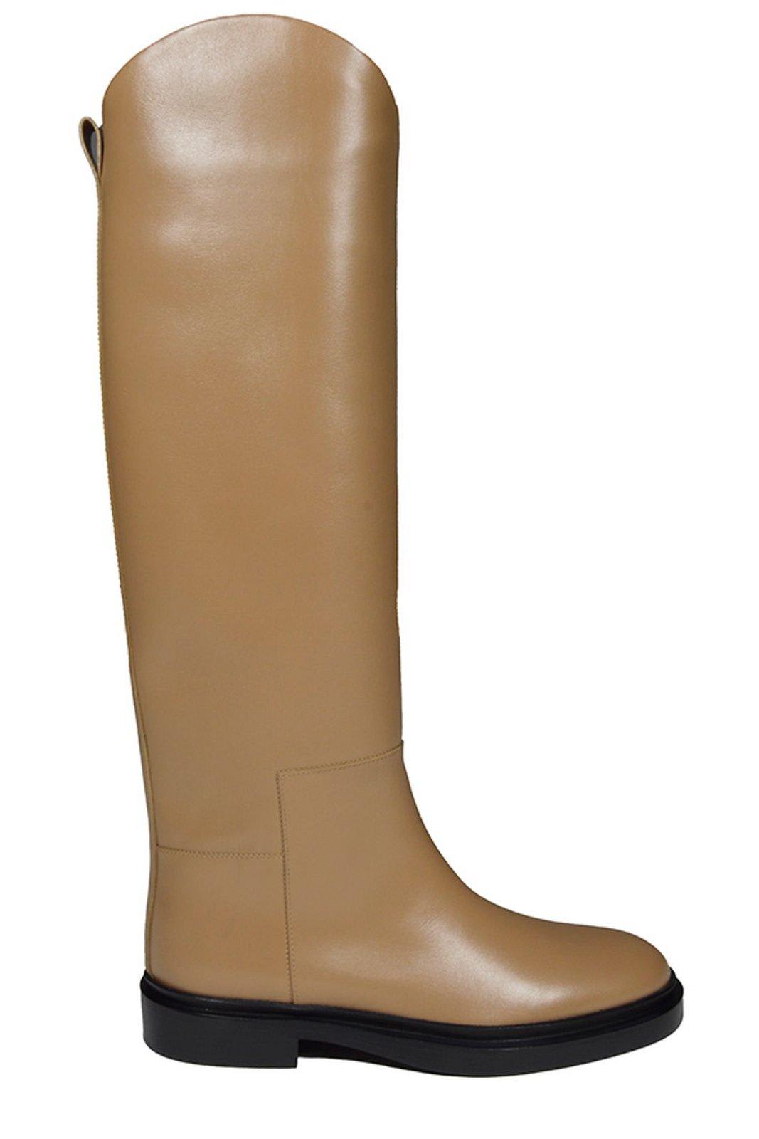 Jil Sander Almond-toe Knee-length Boots In Cammello