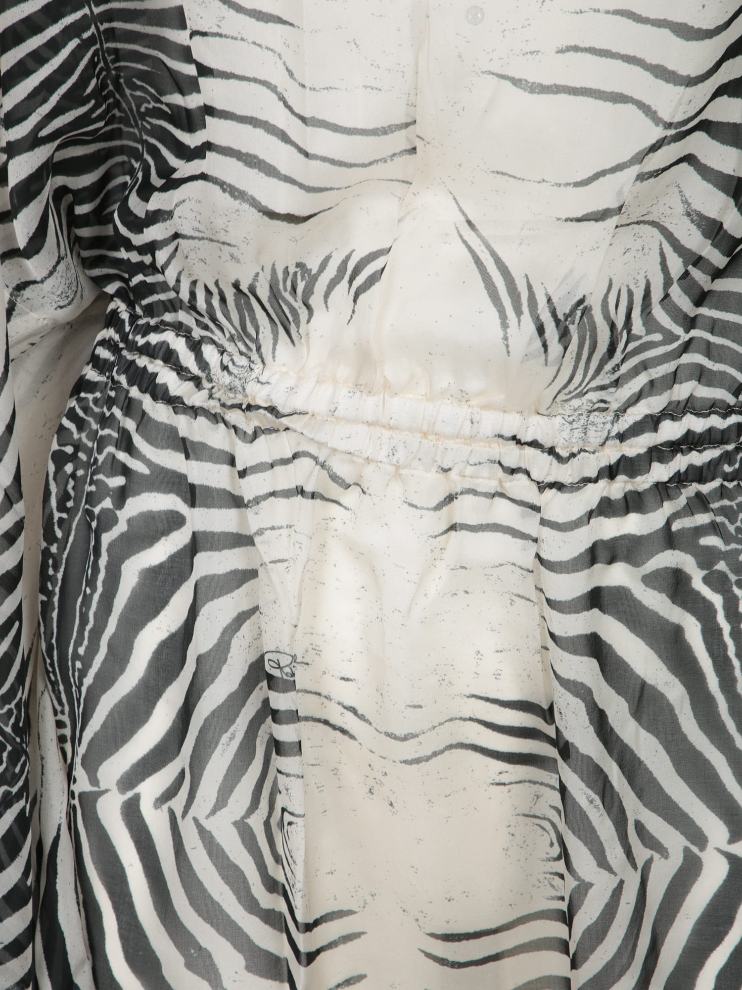 Shop Roberto Cavalli Mini Kaftan Zebra Dress Black And White