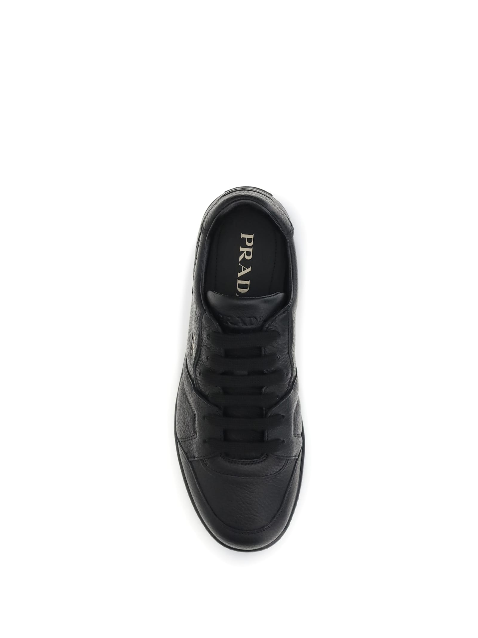 Prada Black Calf Leather Bos Taurus Low Top Sneakers In Animal Print
