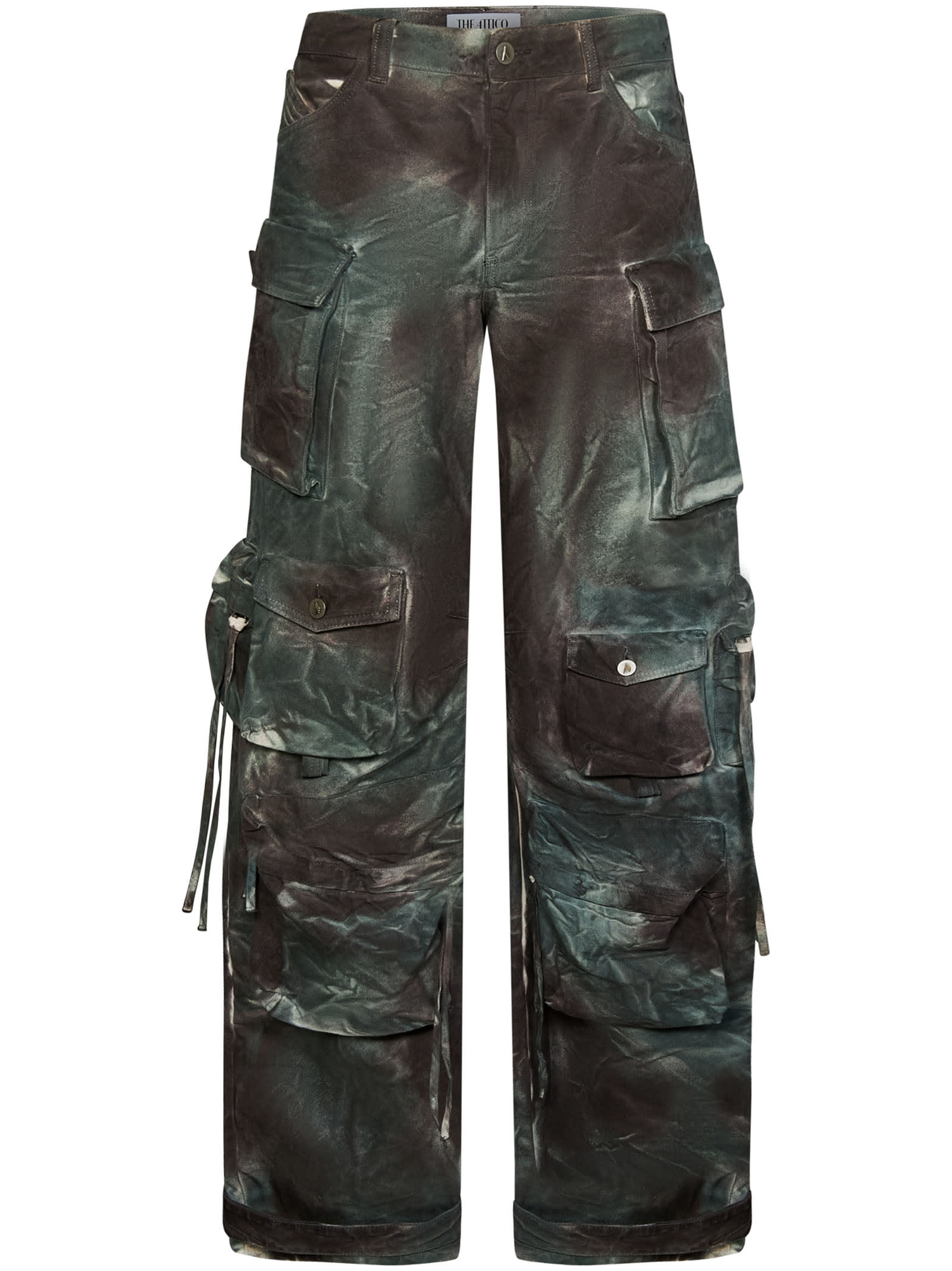 Shop Attico Fern Trousers In Green Camouflage