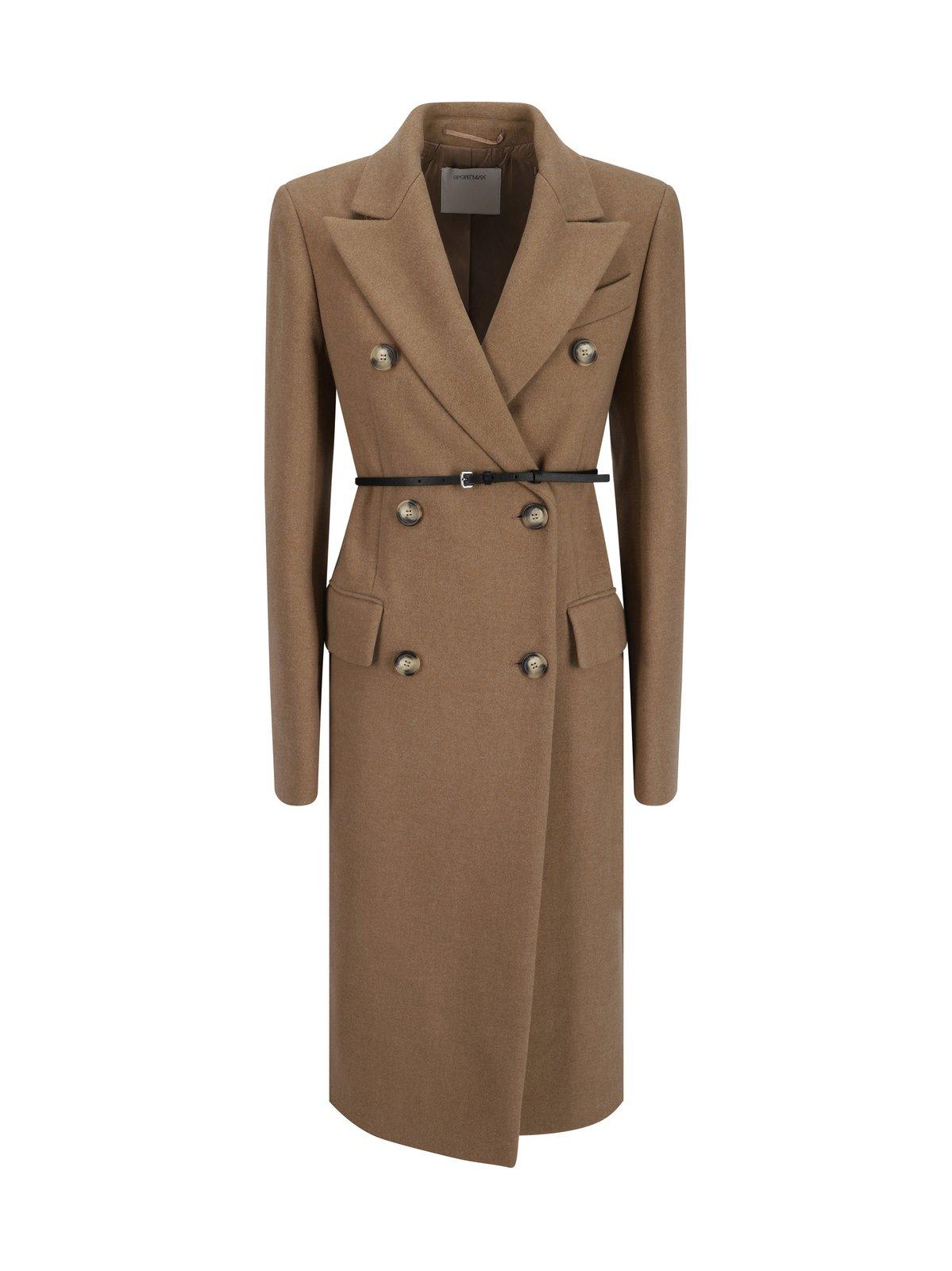 Shop Sportmax Belted Trench Coat In Camel