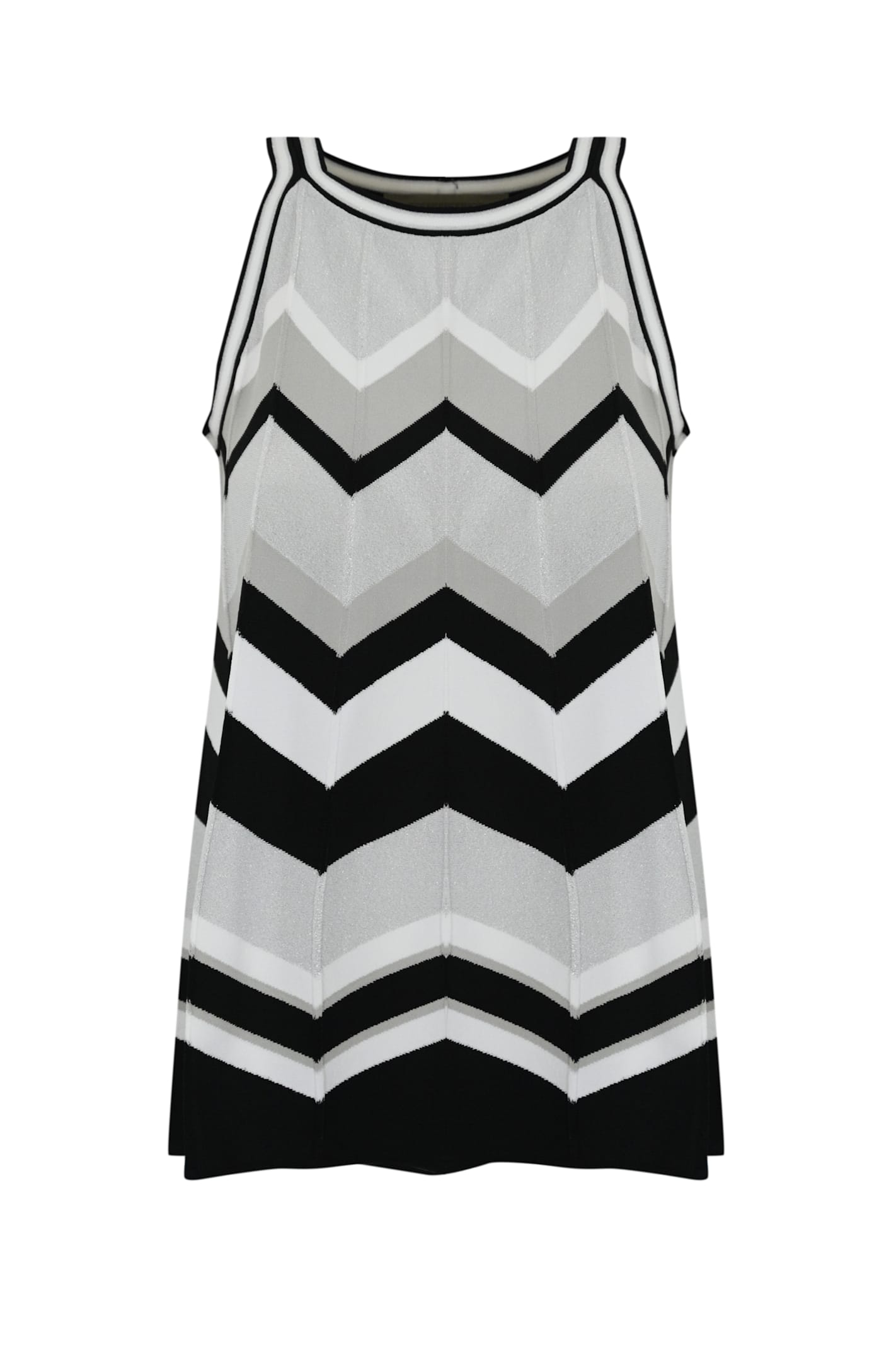 D. Exterior Striped Viscose Top