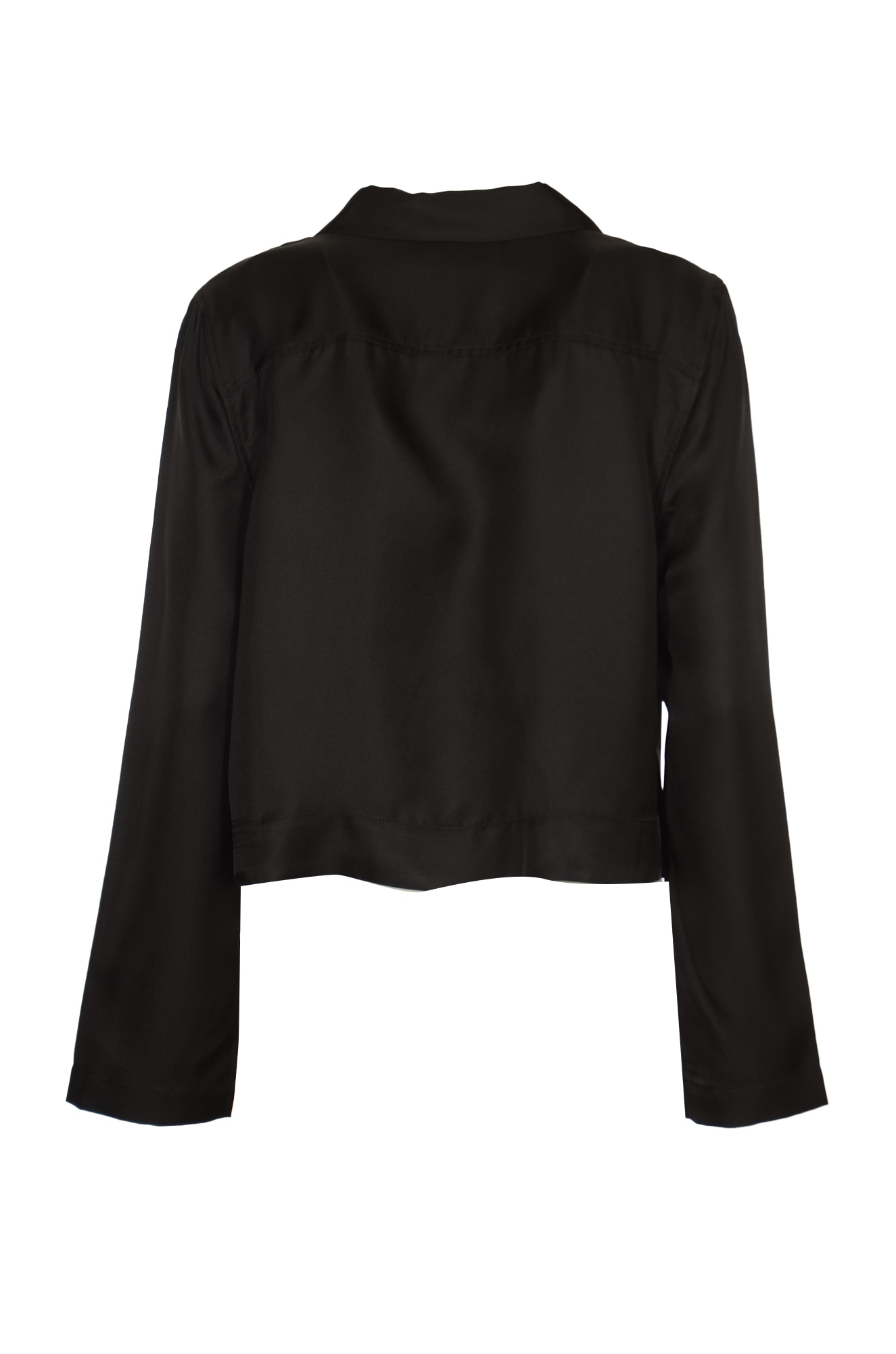 Shop Loulou Studio Cropped Three-button Shirt In Black