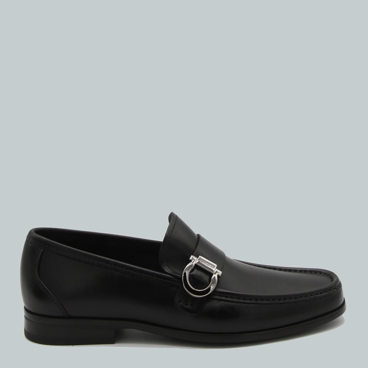 Shop Ferragamo Black Leather Loafers