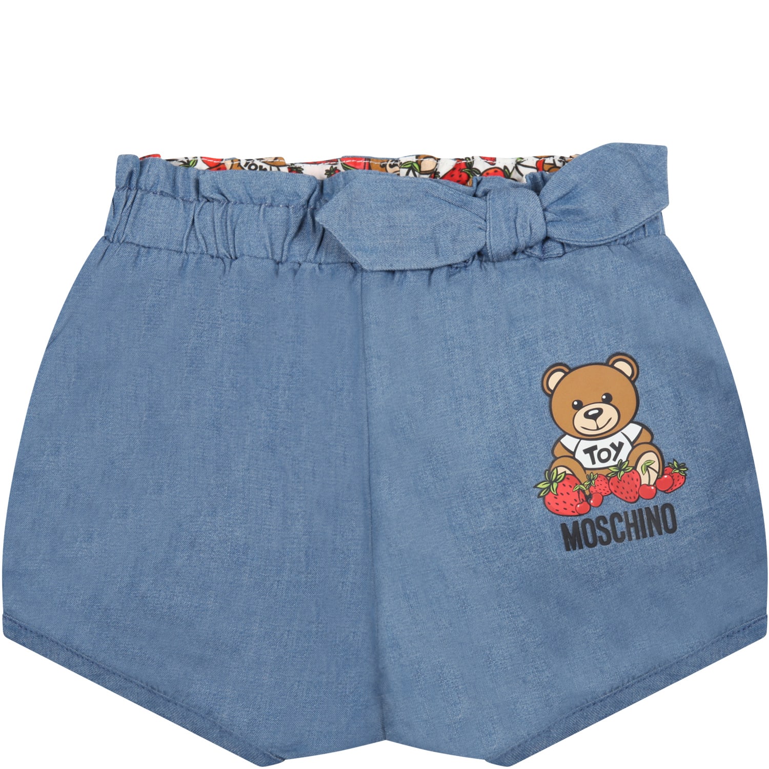 Moschino Light-blue Short For Baby Girl With Teddy Bear