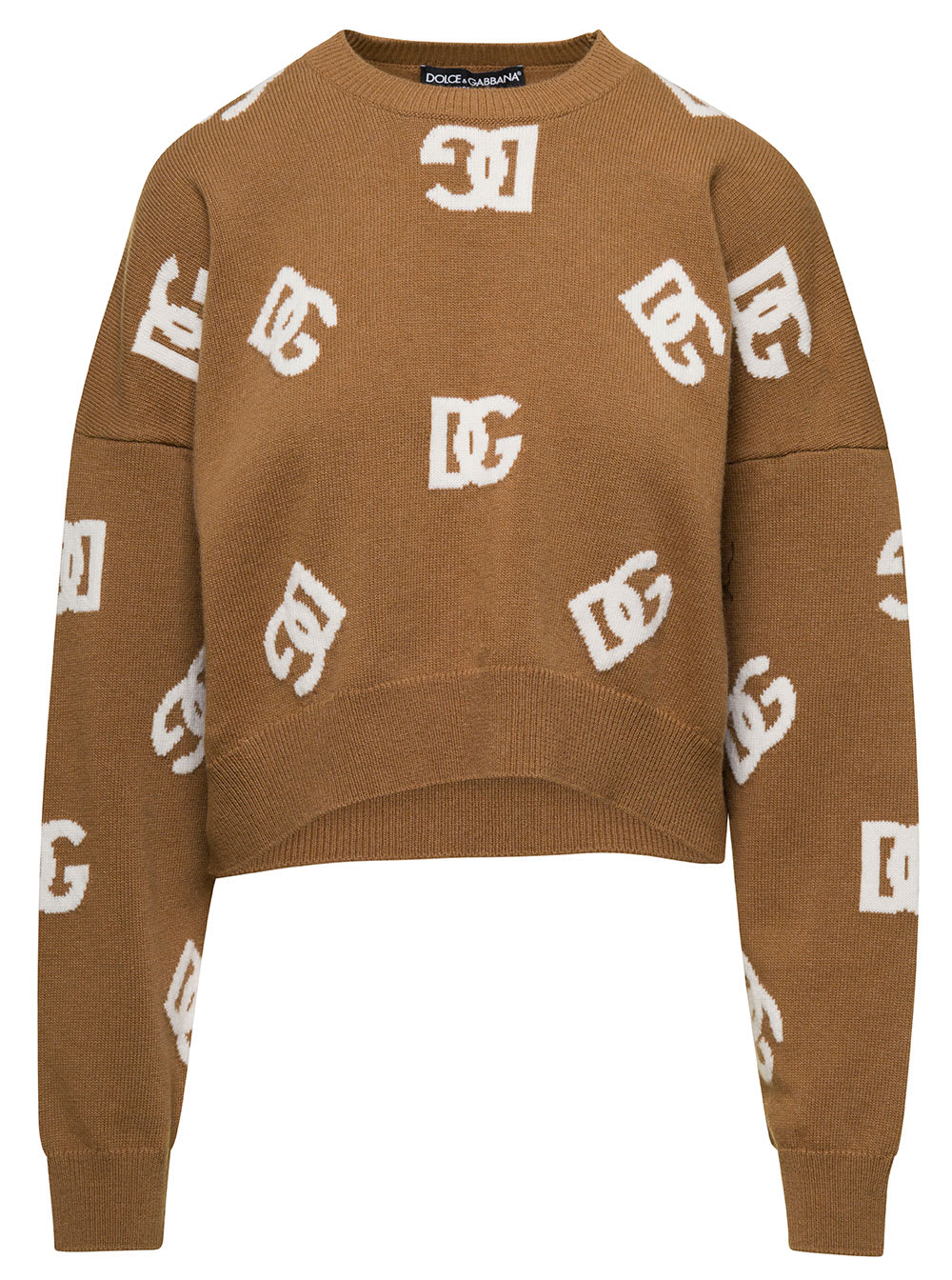 Dolce&Gabbana Caramel crew-neck sweater with logo