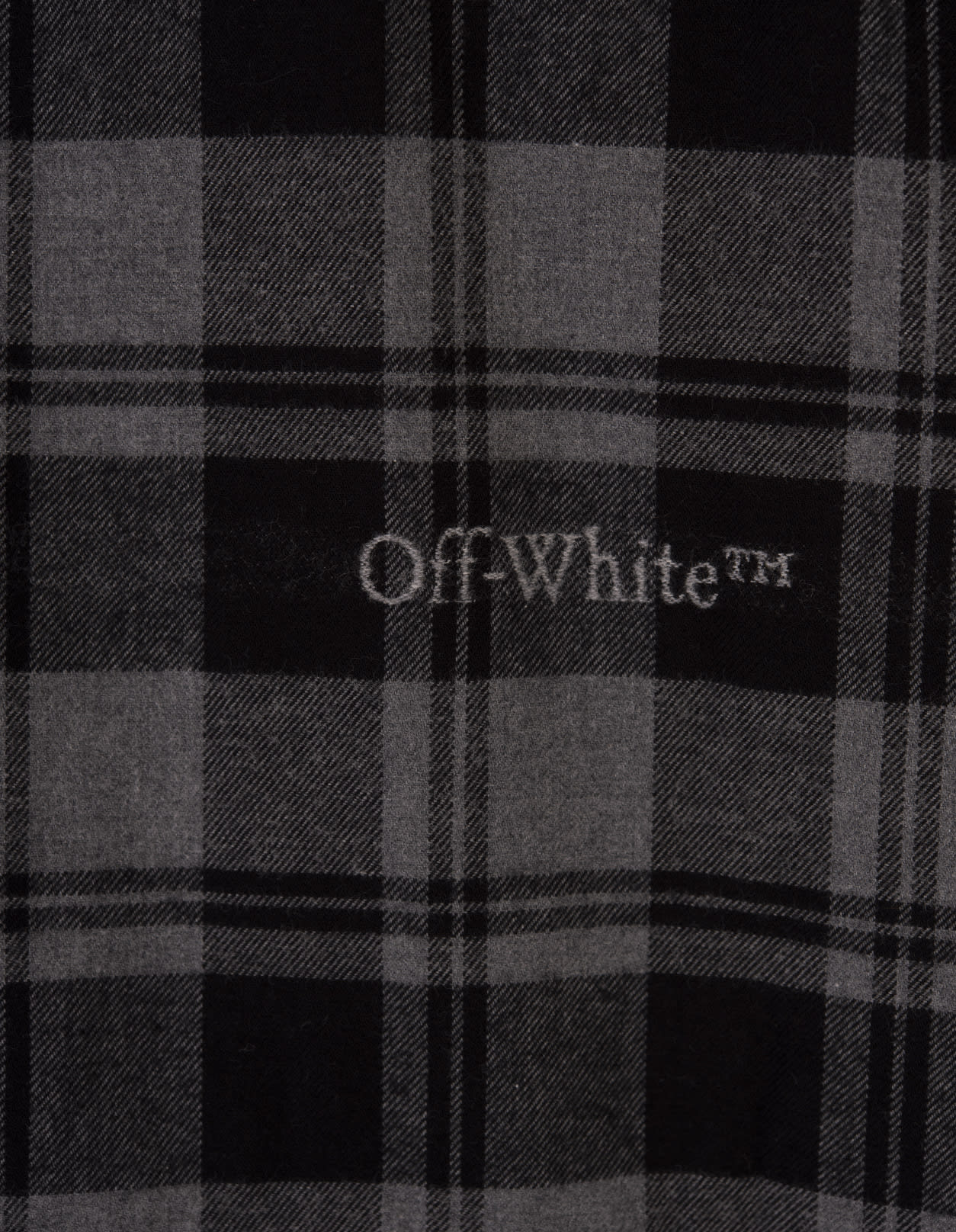 Shop Off-white Black And Grey Check Cotton Shirt With Logo