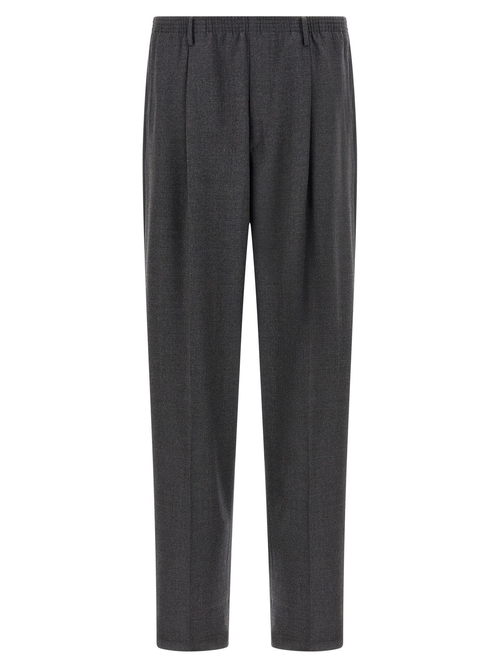 Cellar Door Pleated Elastic-waistband Trousers In Gray