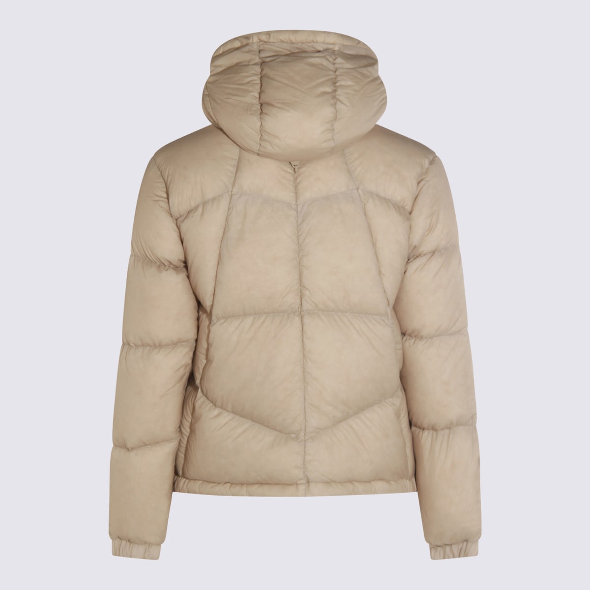 K-way Hooded Quilted Down Jacket Drawstring In Neutral