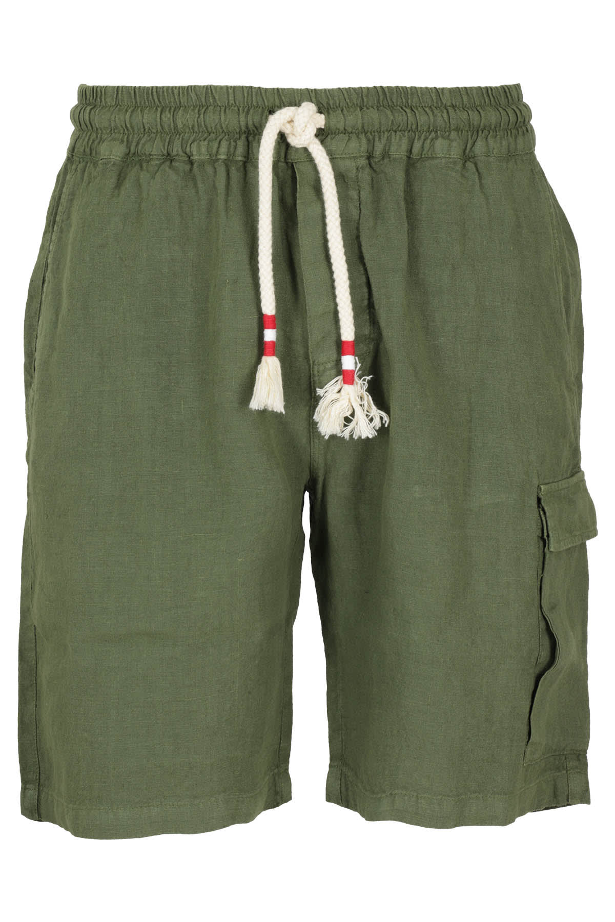 Mc2 Saint Barth Drawstring Linen Cargo Shorts In Green