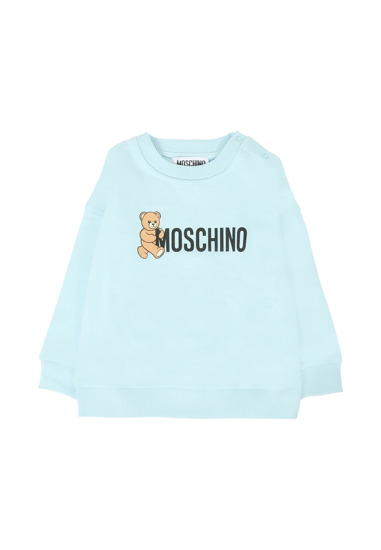 Moschino Light Blue T-shirt For Baby Boy With Teddy Bear In Blue